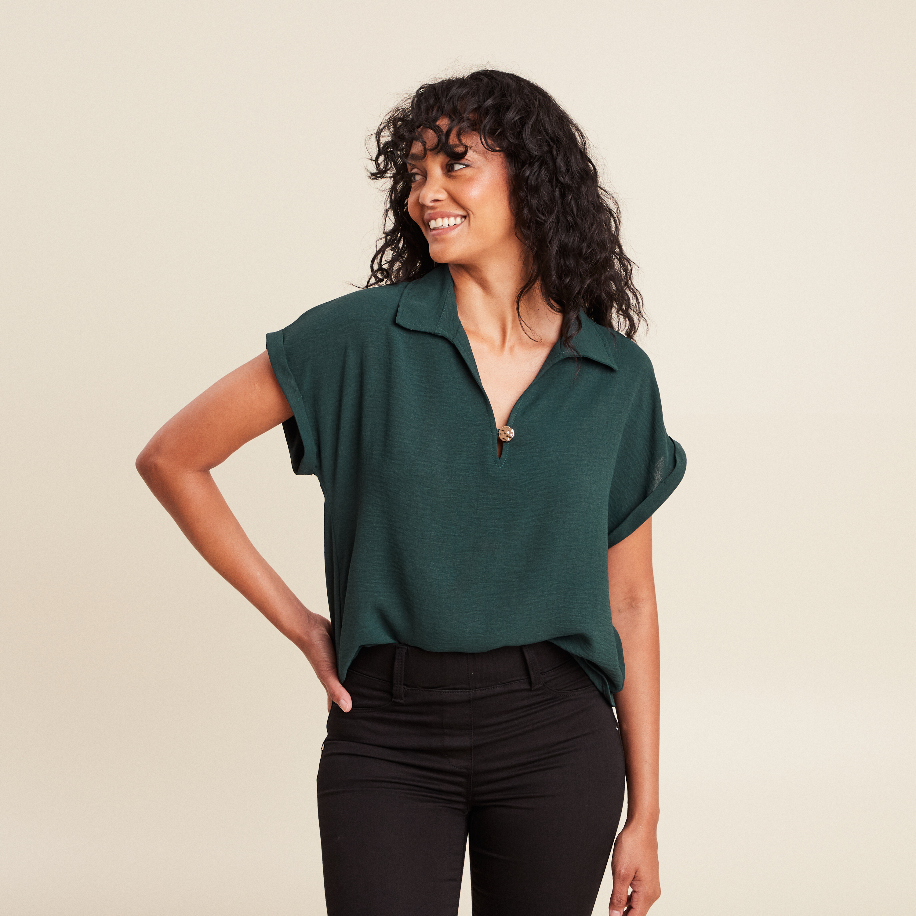 blouse manches courtes vert fonce femme Blouse manches courtes vert foncé femme
