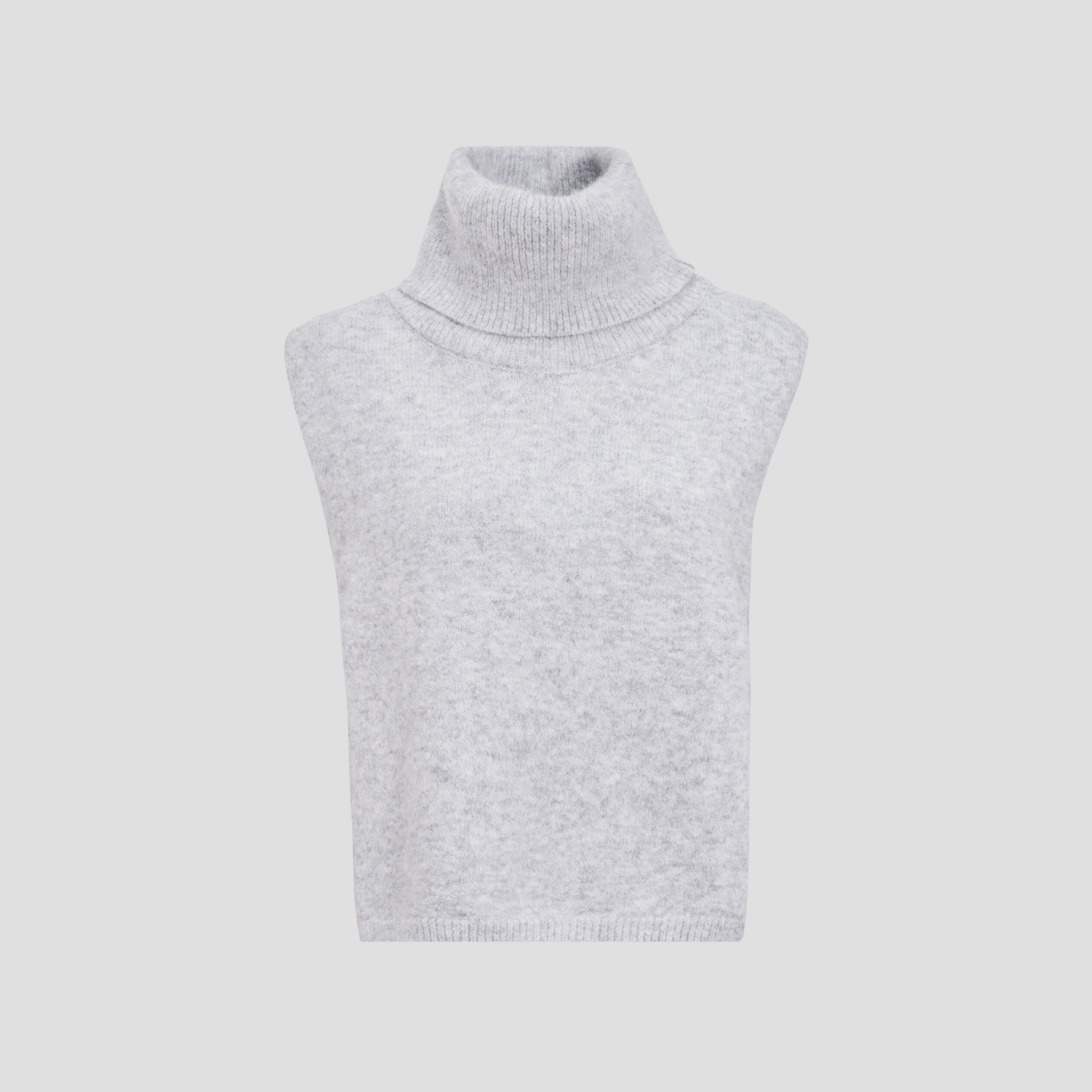 Poncho sans manches col roul gris clair femme Vibs