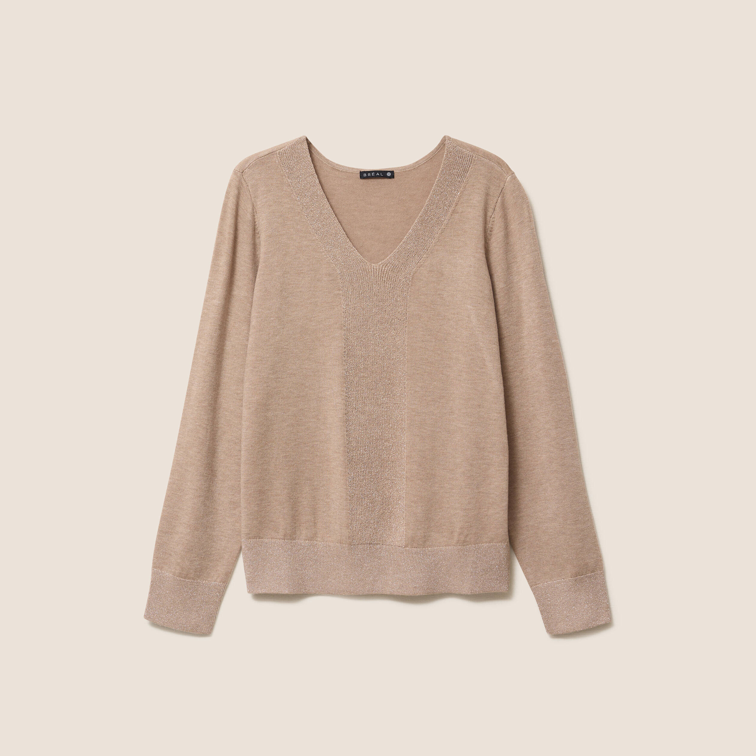 Pull manches longues beige femme
