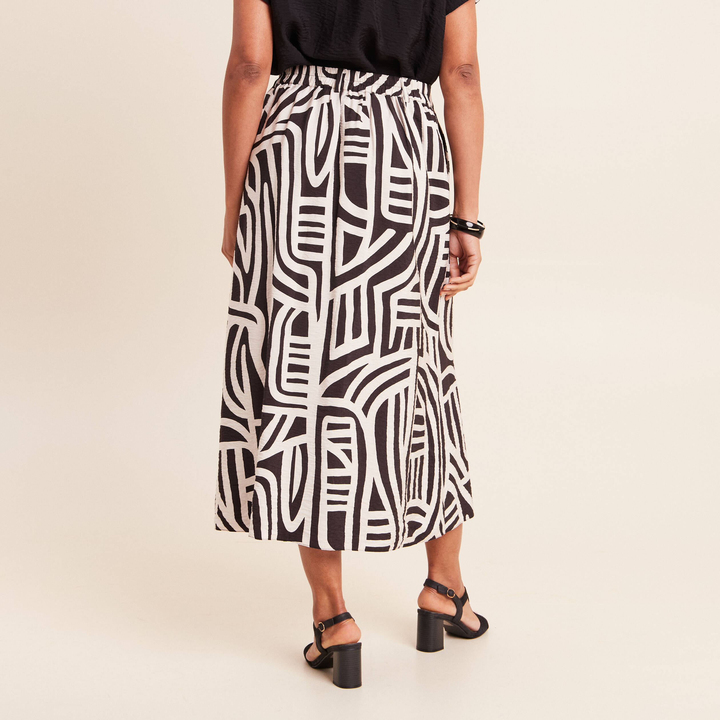 Jupe longue &eacute;vas&eacute;e r&eacute;versible noir femme
