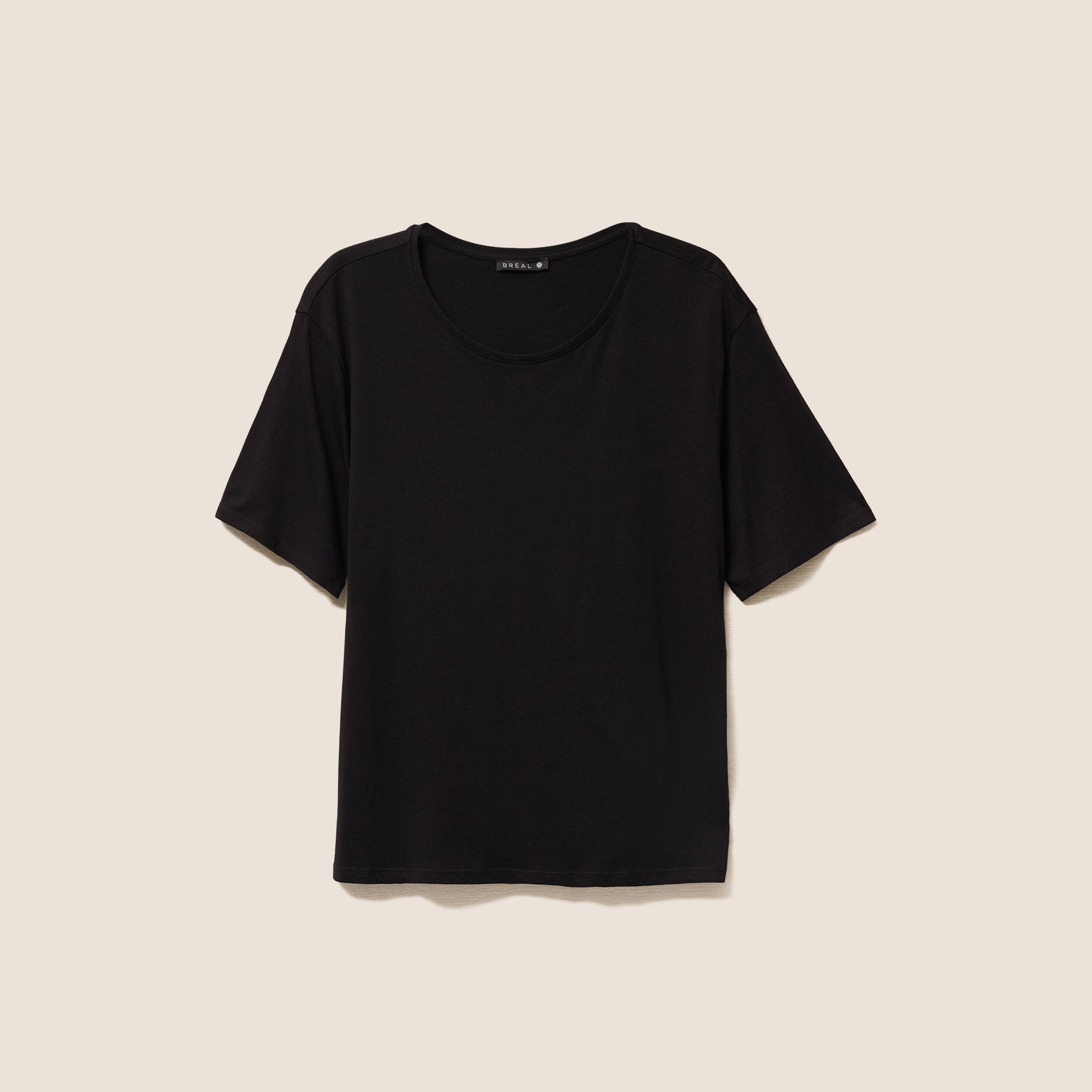 T-shirt col rond manches courtes noir femme
