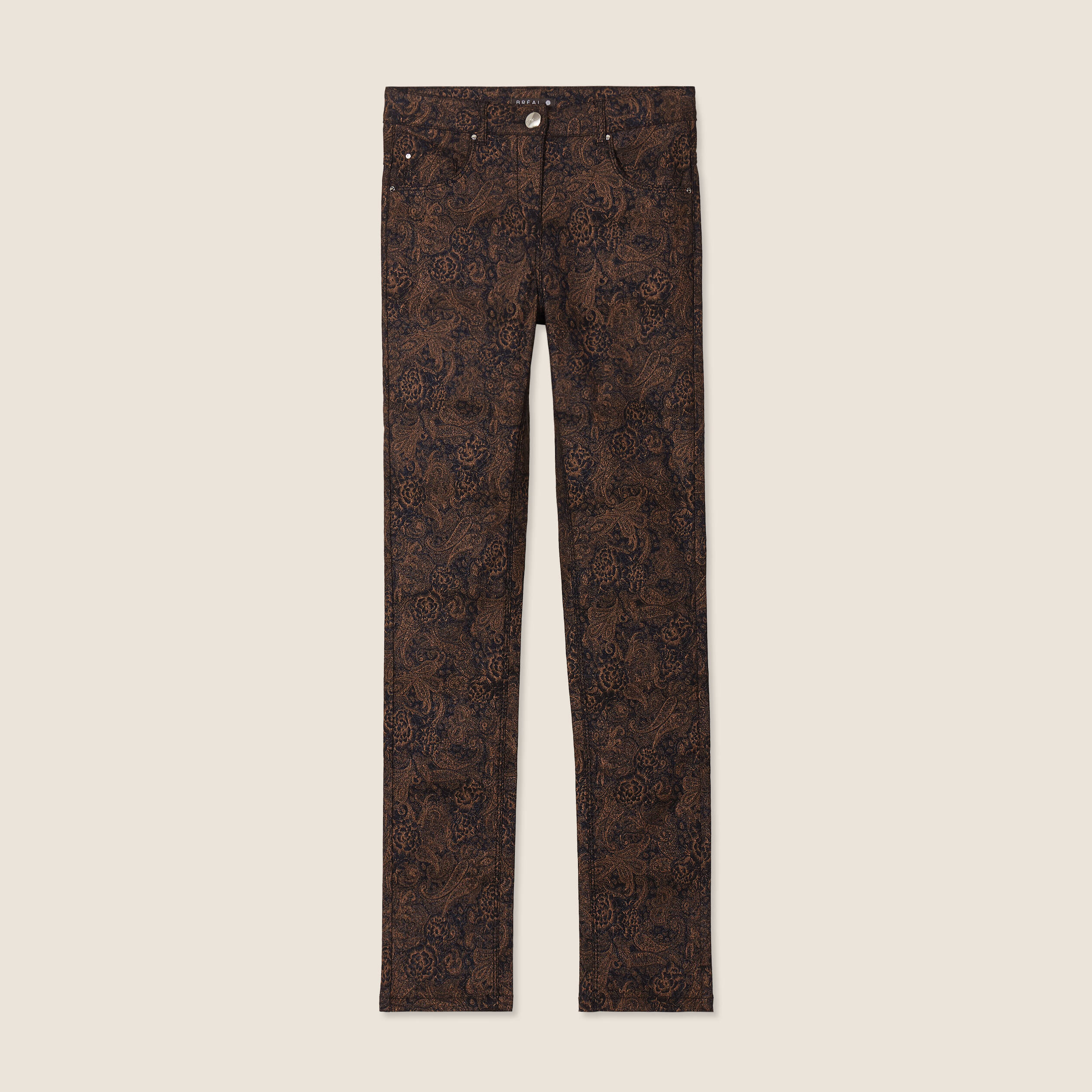 Pantalon coupe ajust&eacute;e enduit noir femme