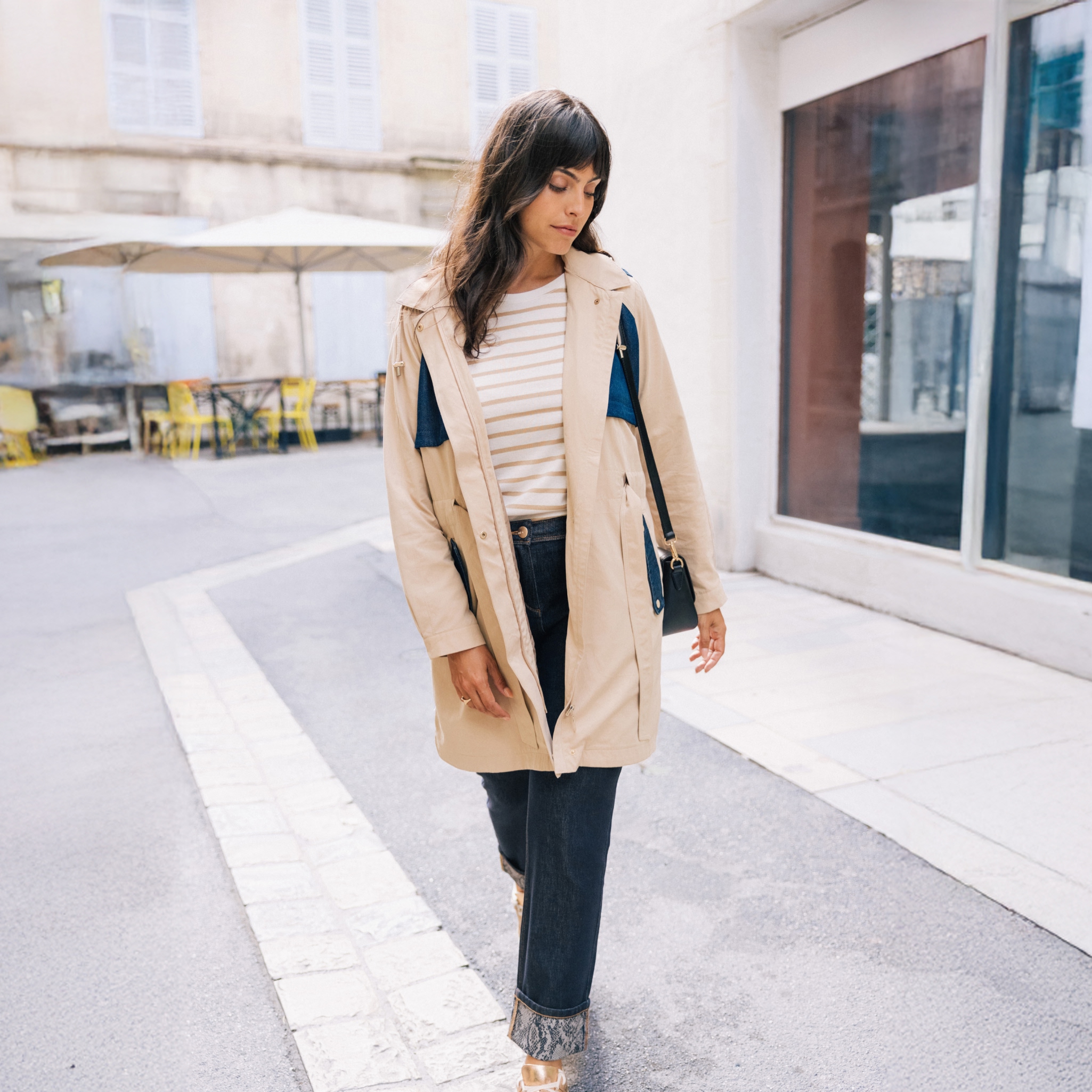 trench cintre avec capuche double beige femme trench cintré avec capuche doublé beige femme