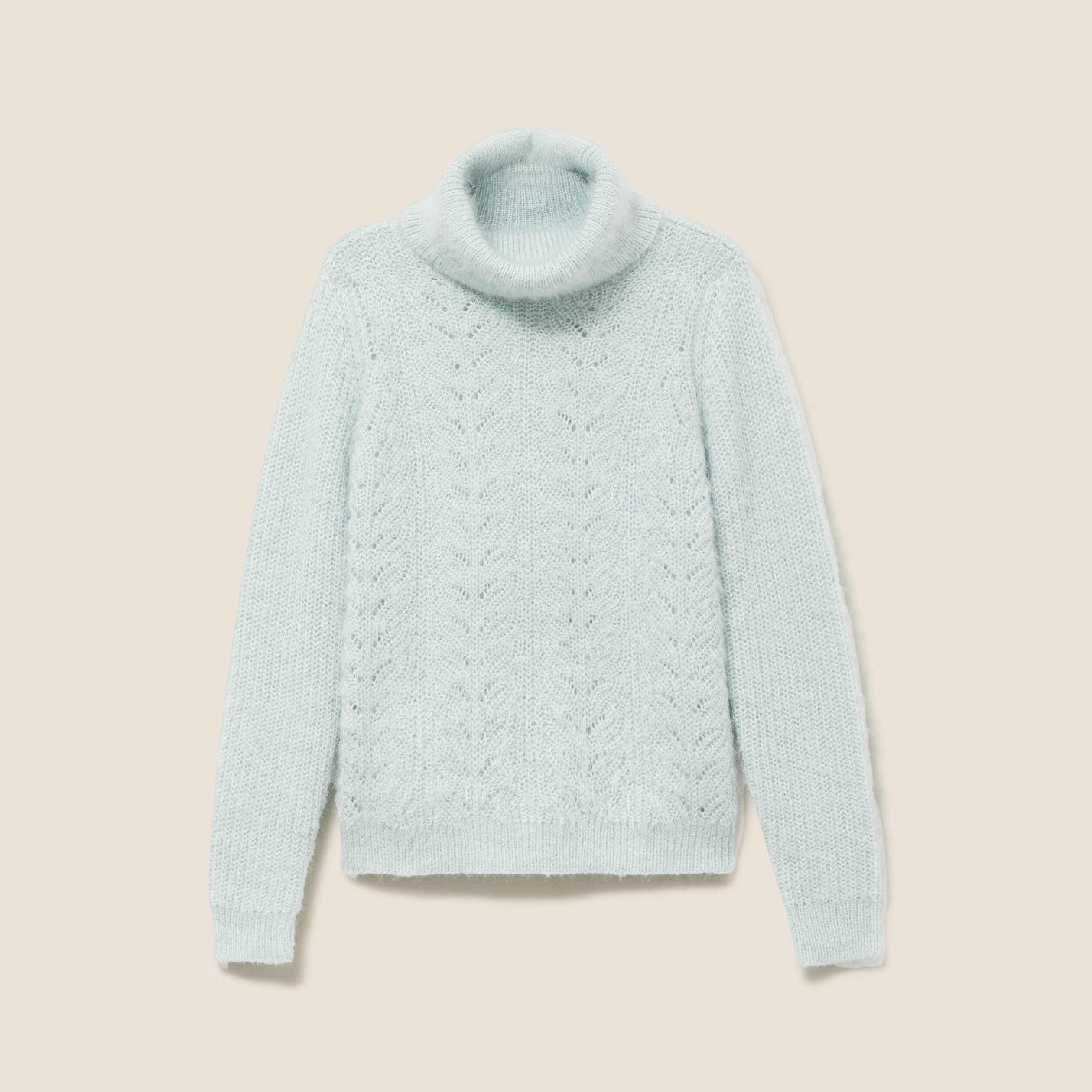 Pull droit manches longues vert pastel femme