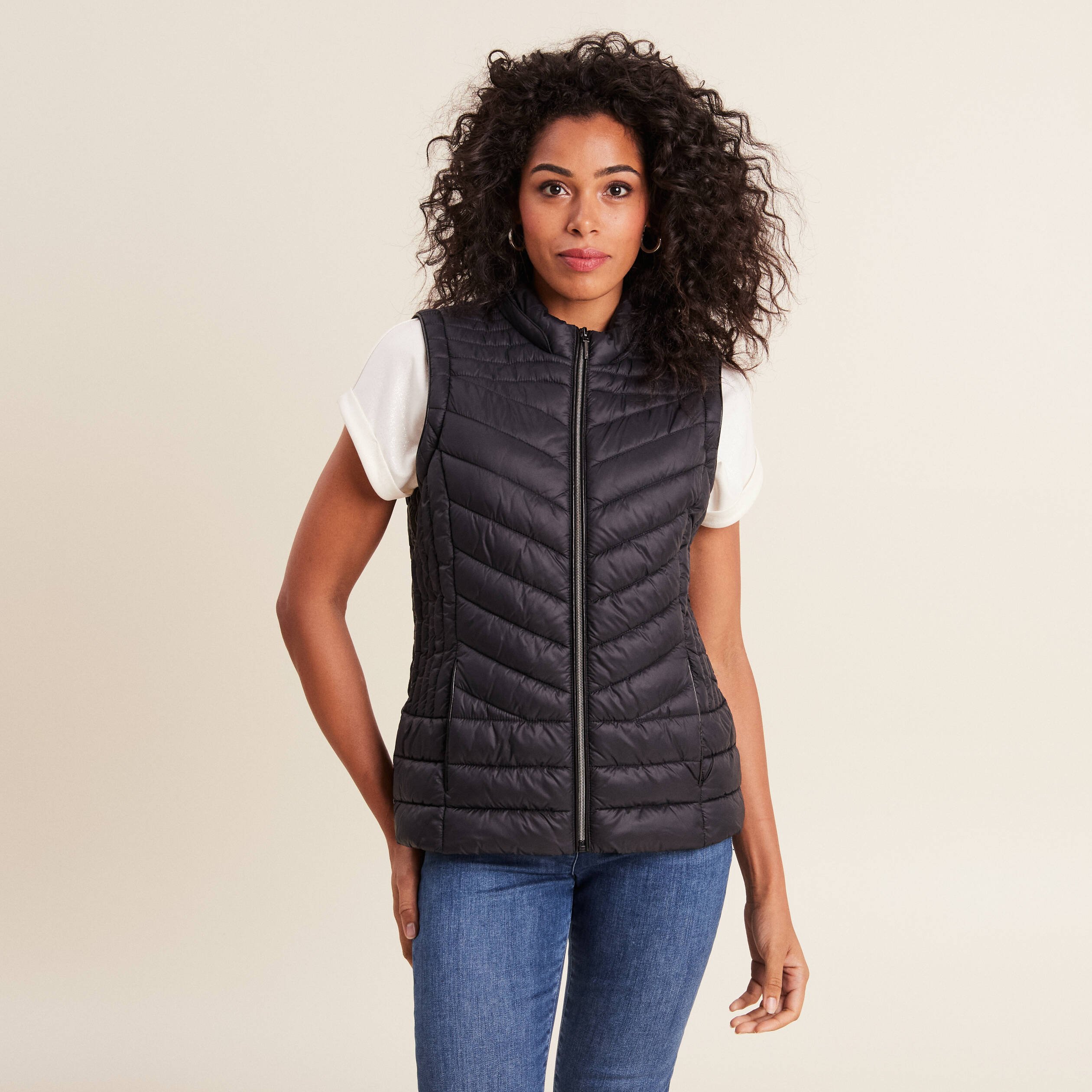 Doudoune déperlante manches amovibles noir femme Vibs