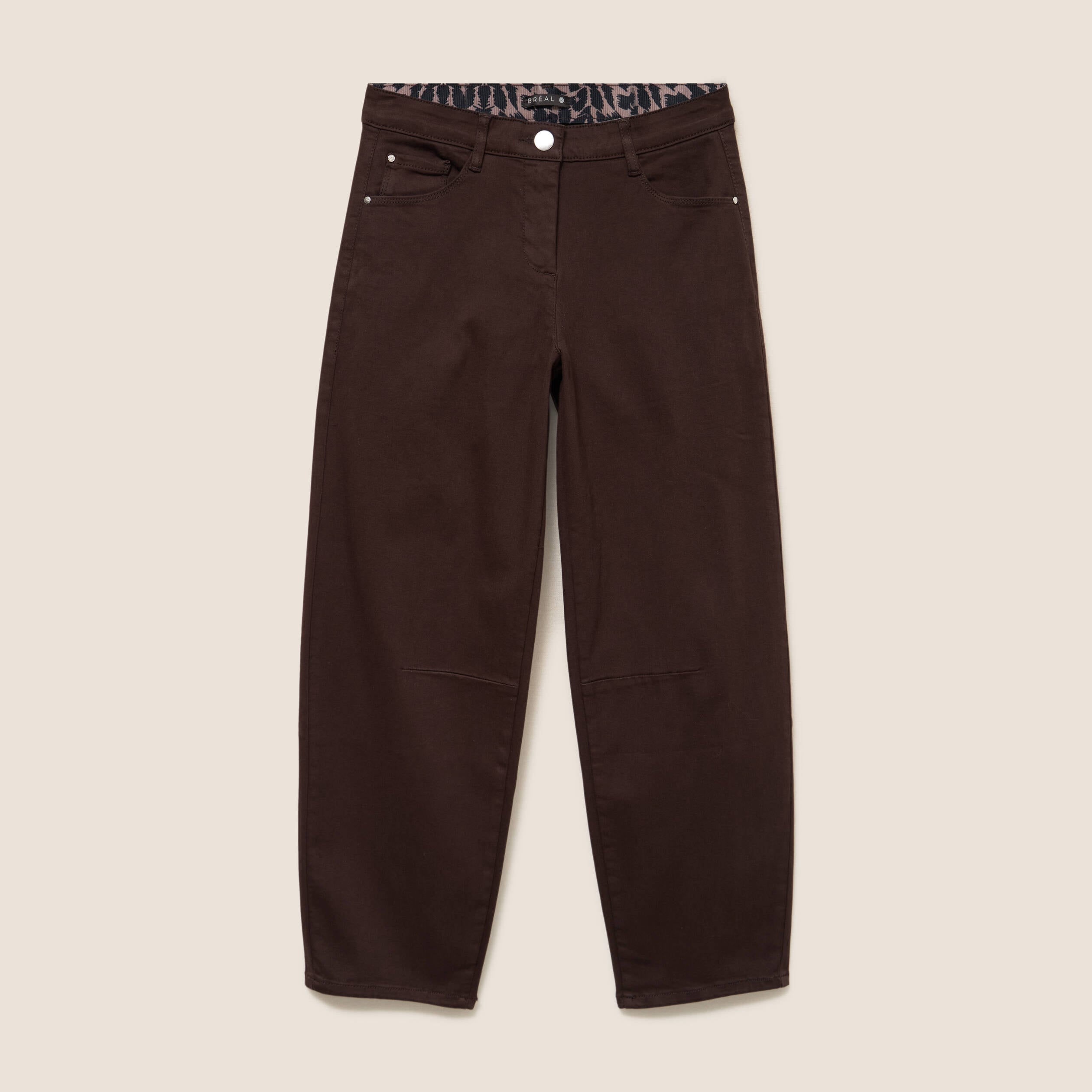 Pantalon magique coupe barrel l'Unique marron fonc&eacute; femme