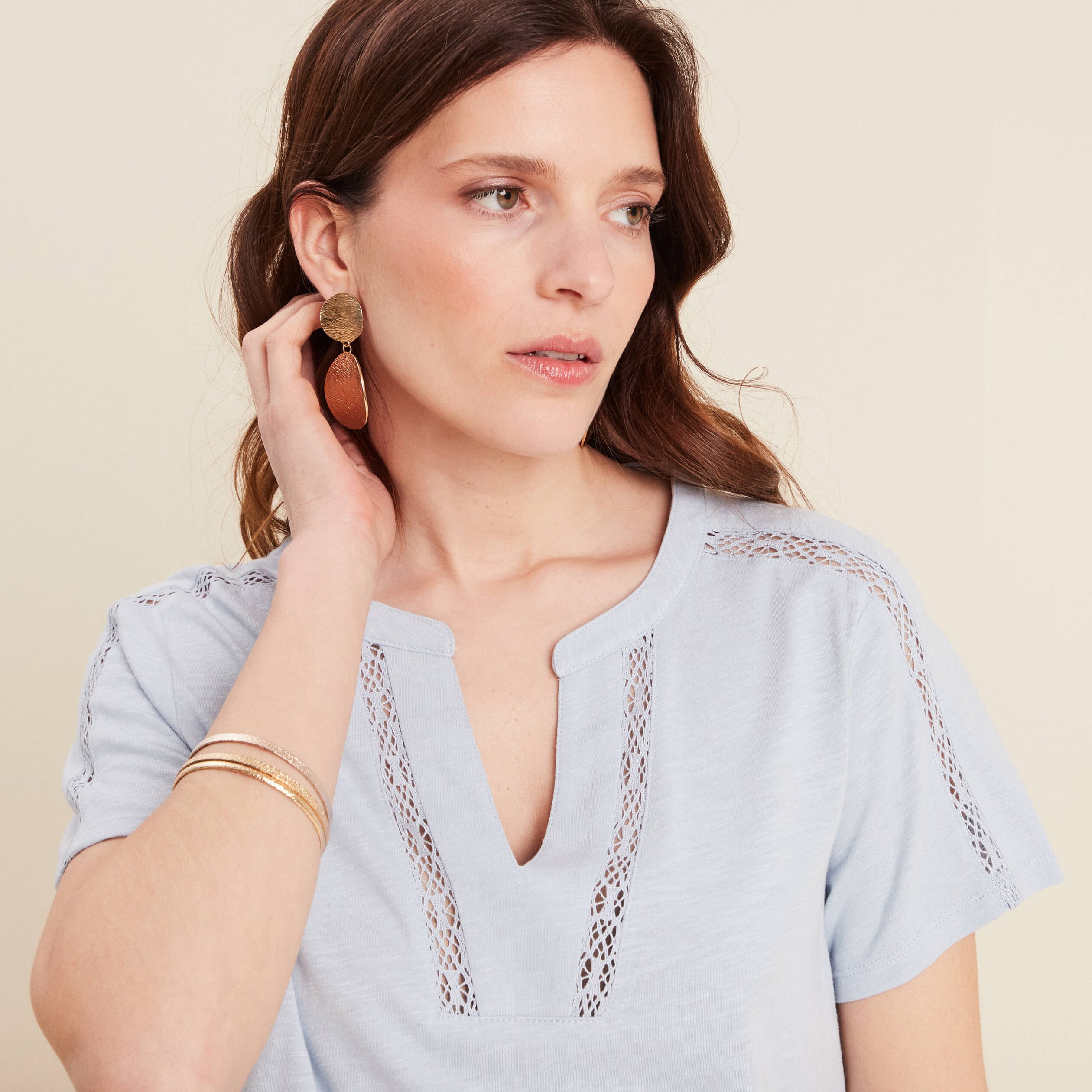 t shirt manches courtes bleu clair femme T-shirt manches courtes bleu clair femme