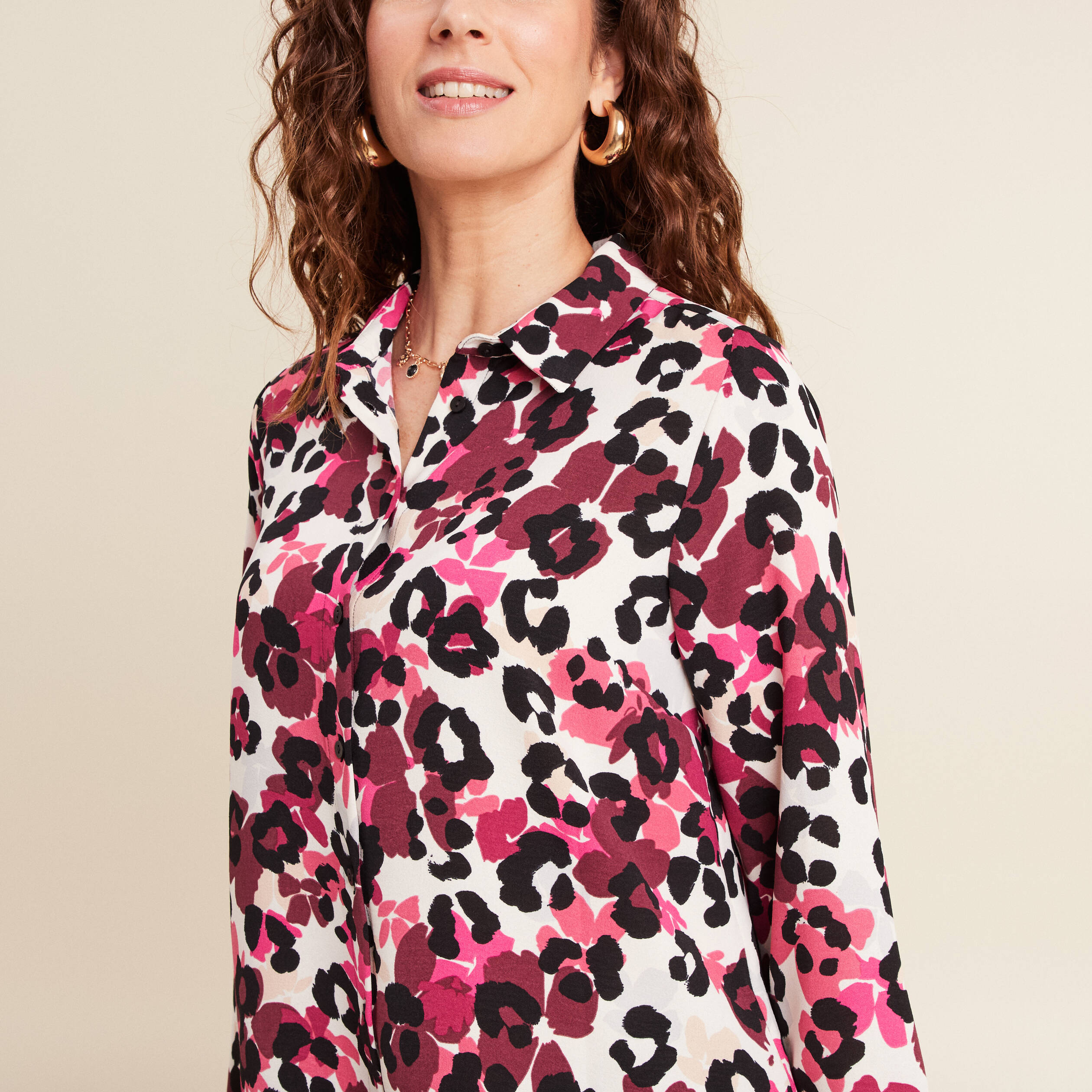 Chemise manches longues bordeaux femme
