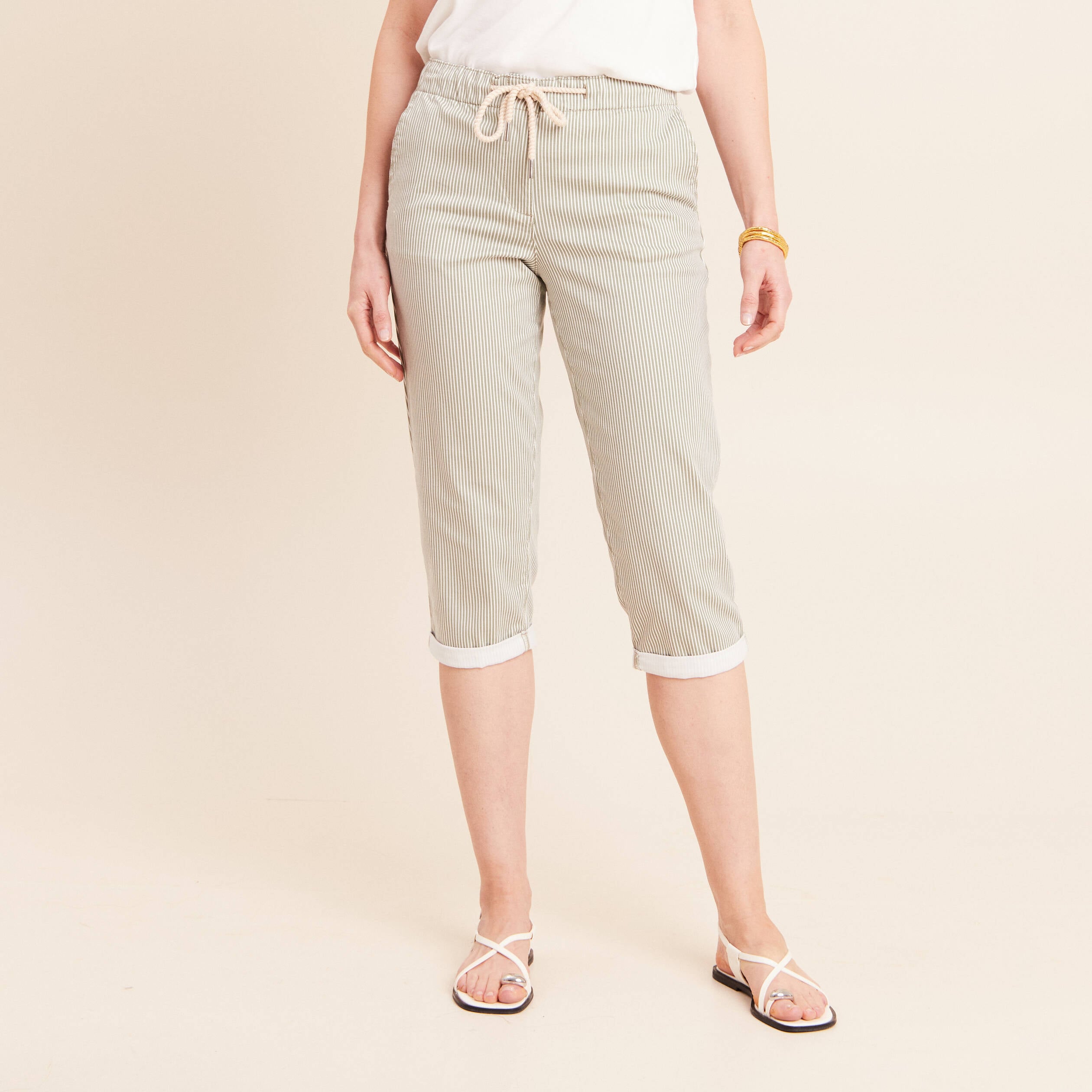 Pantacourt coupe mom large vert femme