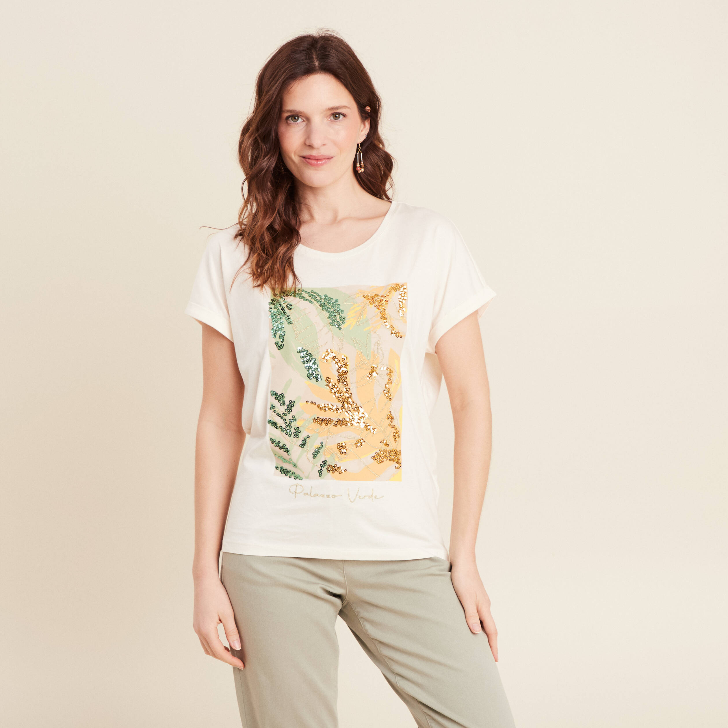 t shirt manches courtes ecru femme T-shirt manches courtes ecru femme