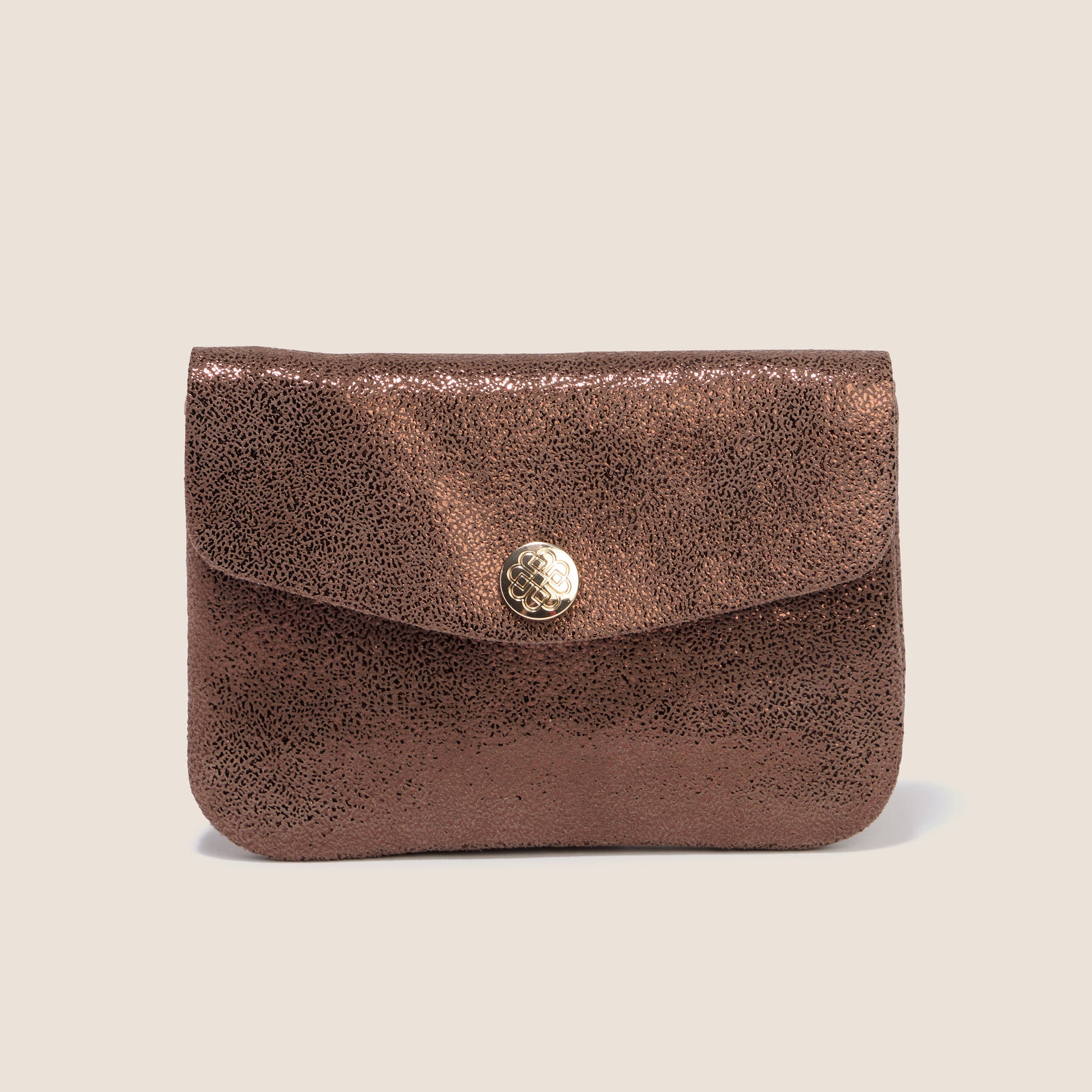 Porte-monnaie en cro&ucirc;te de cuir couleur cuivre femme