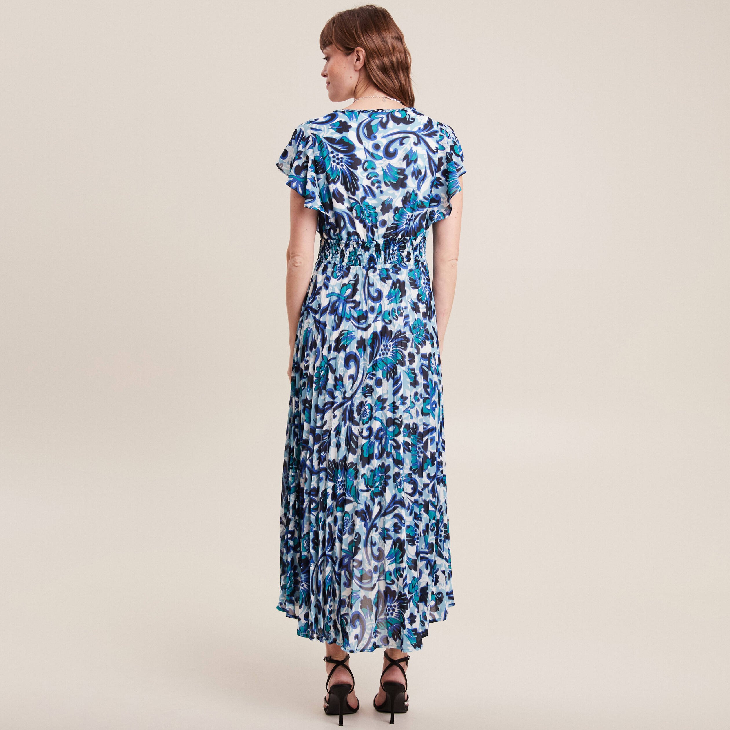 robe longue droite plissee bleu femme Robe longue droite plissée bleu femme