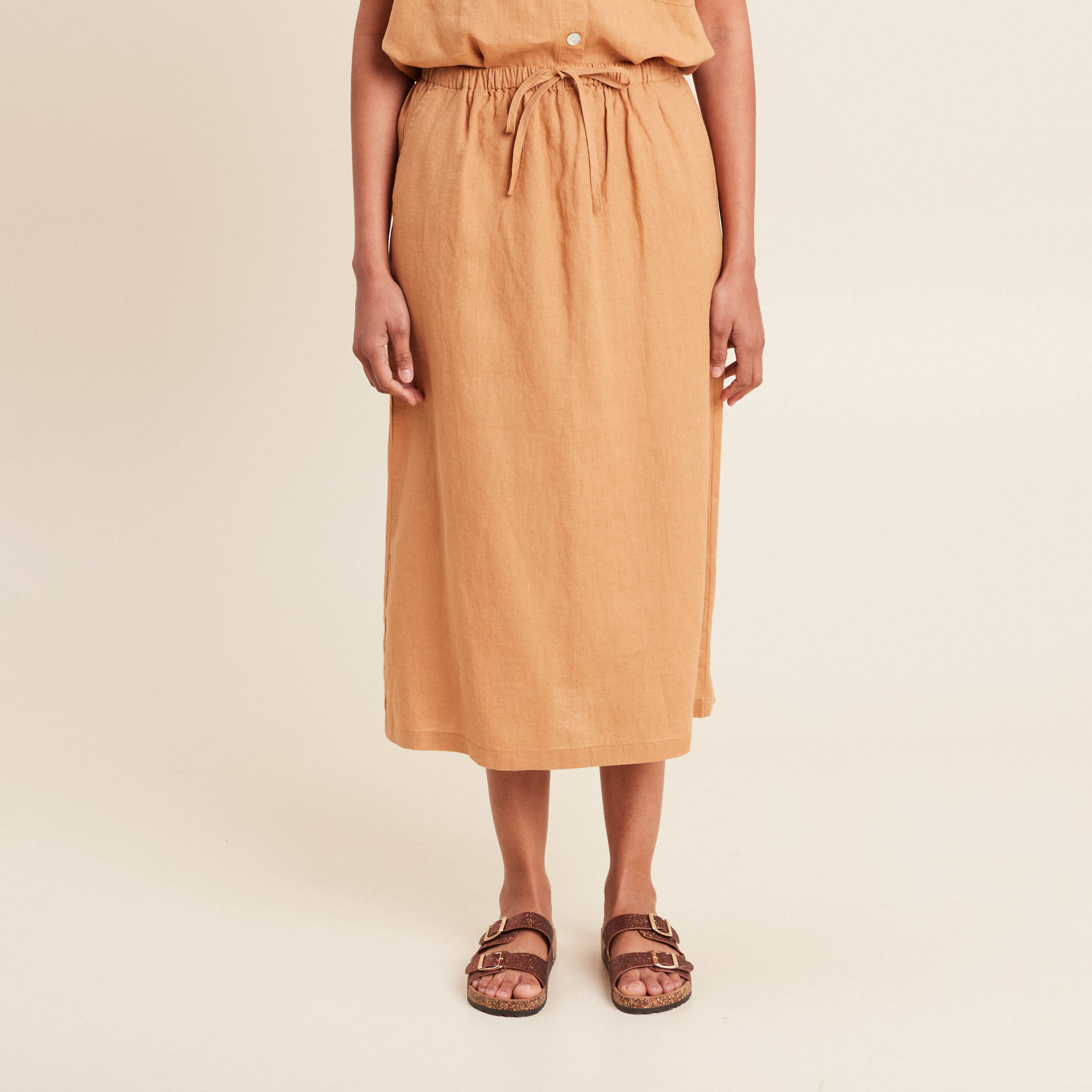 jupe longue trapeze beige femme Jupe longue trapèze beige femme