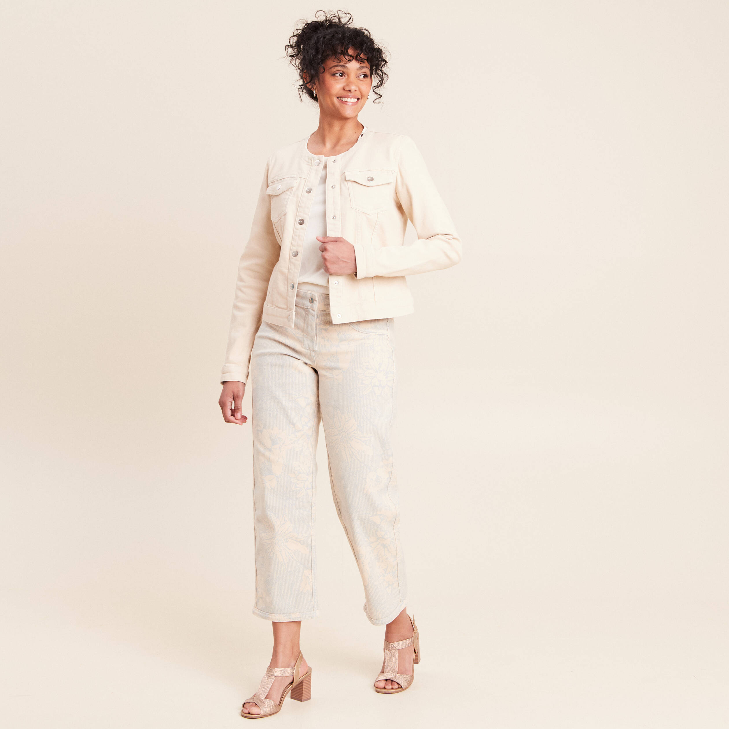 Veste cintr&eacute;e r&eacute;versible manches longues beige femme