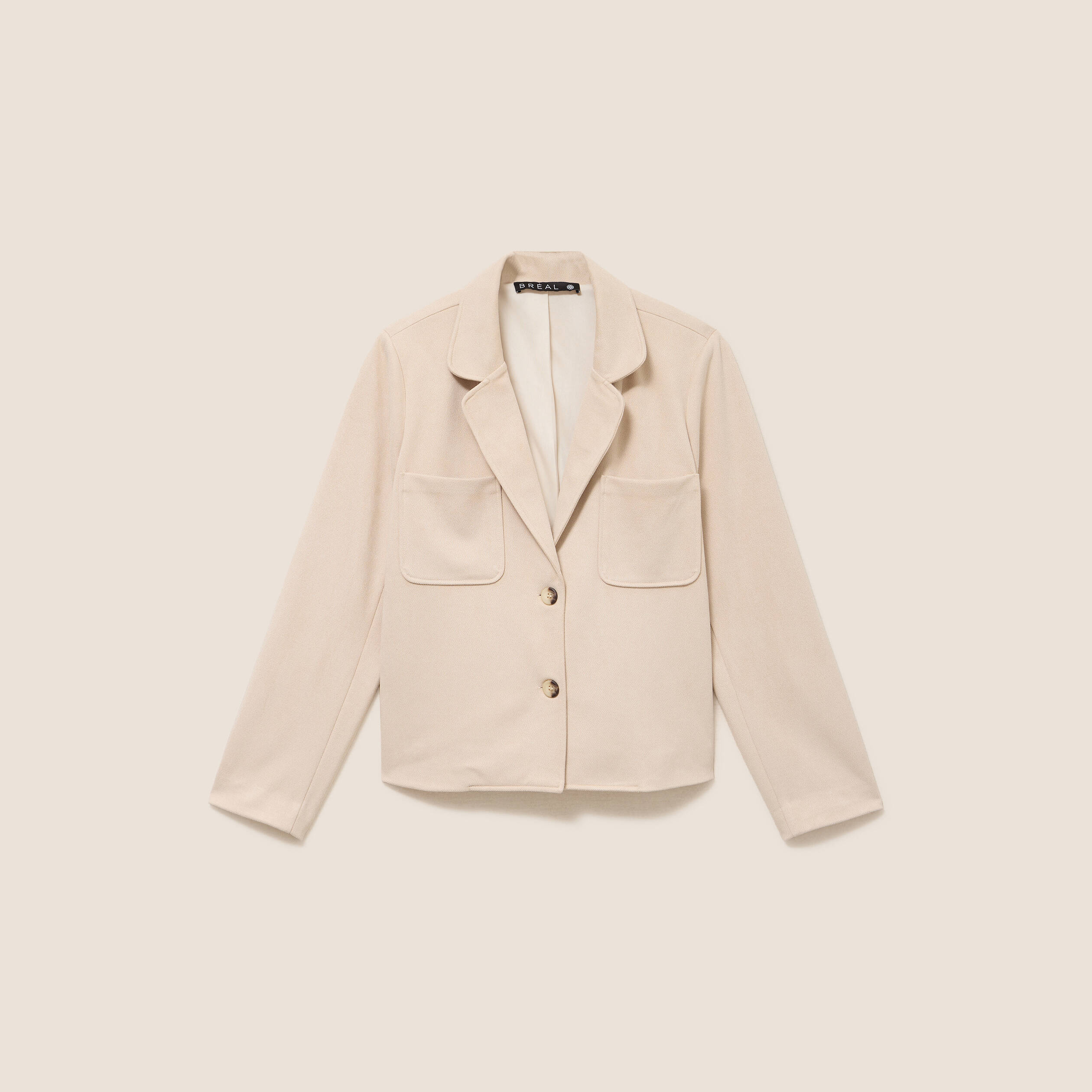 Veste droite col tailleur doubl&eacute;e sable femme