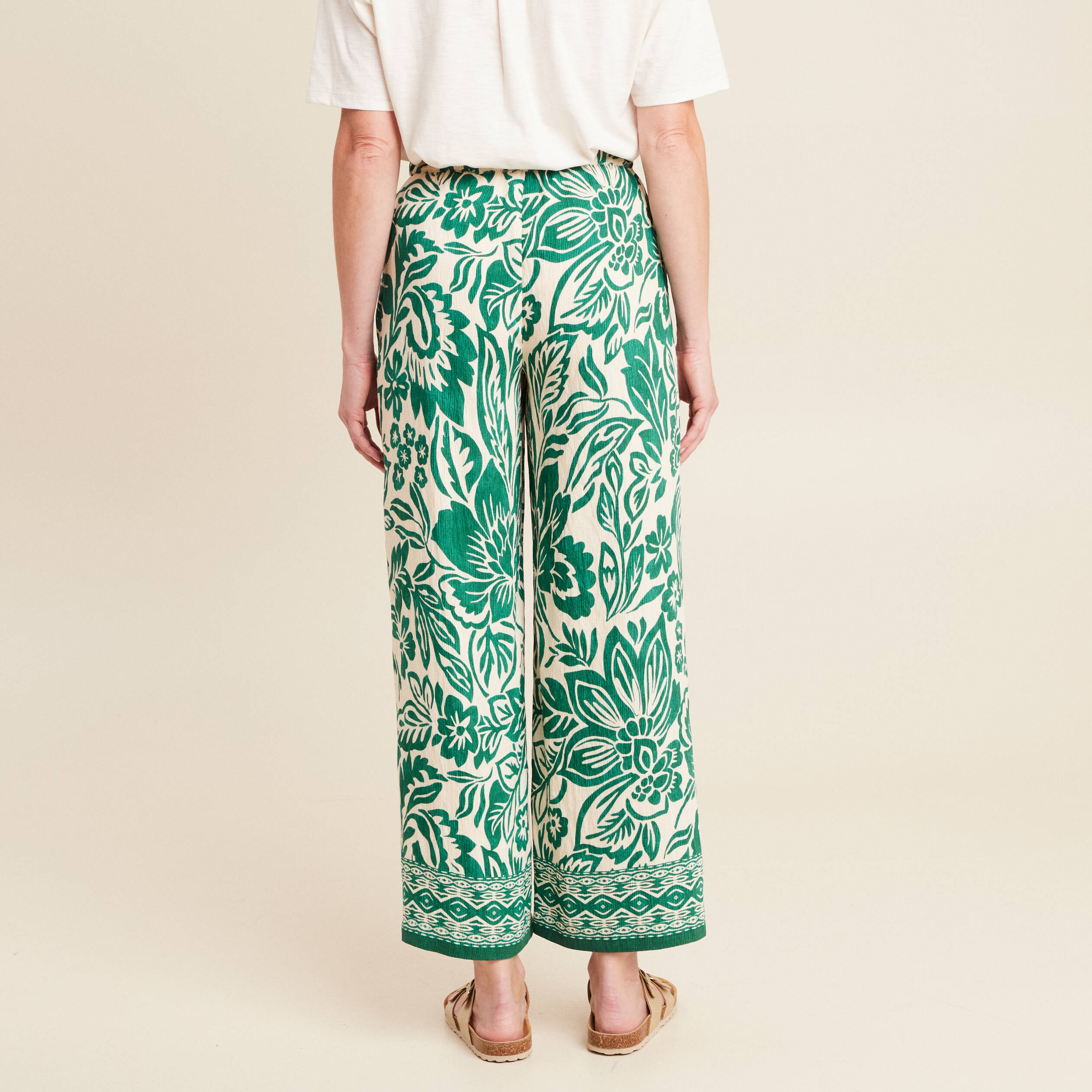 pantalon large taille haute ecru femme Pantalon large taille haute ecru femme
