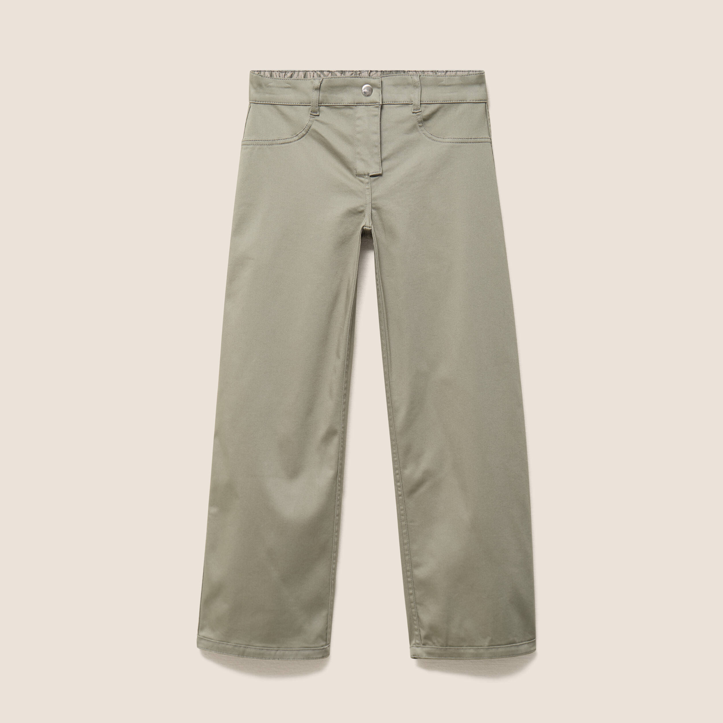 Pantalon droit 7/8&egrave;me taille bascul&eacute;e gris femme