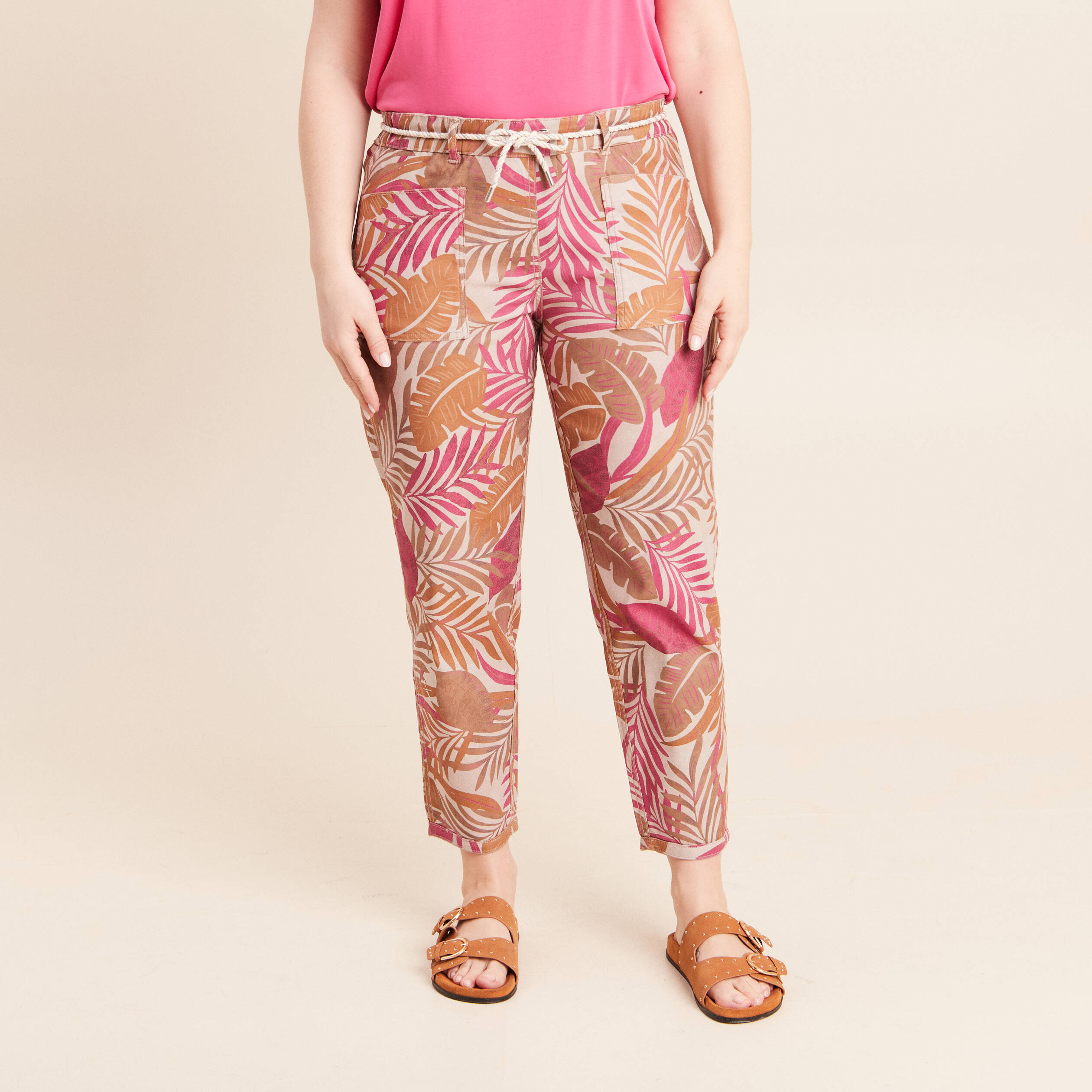 Pantalon droit r&eacute;versible marron femme