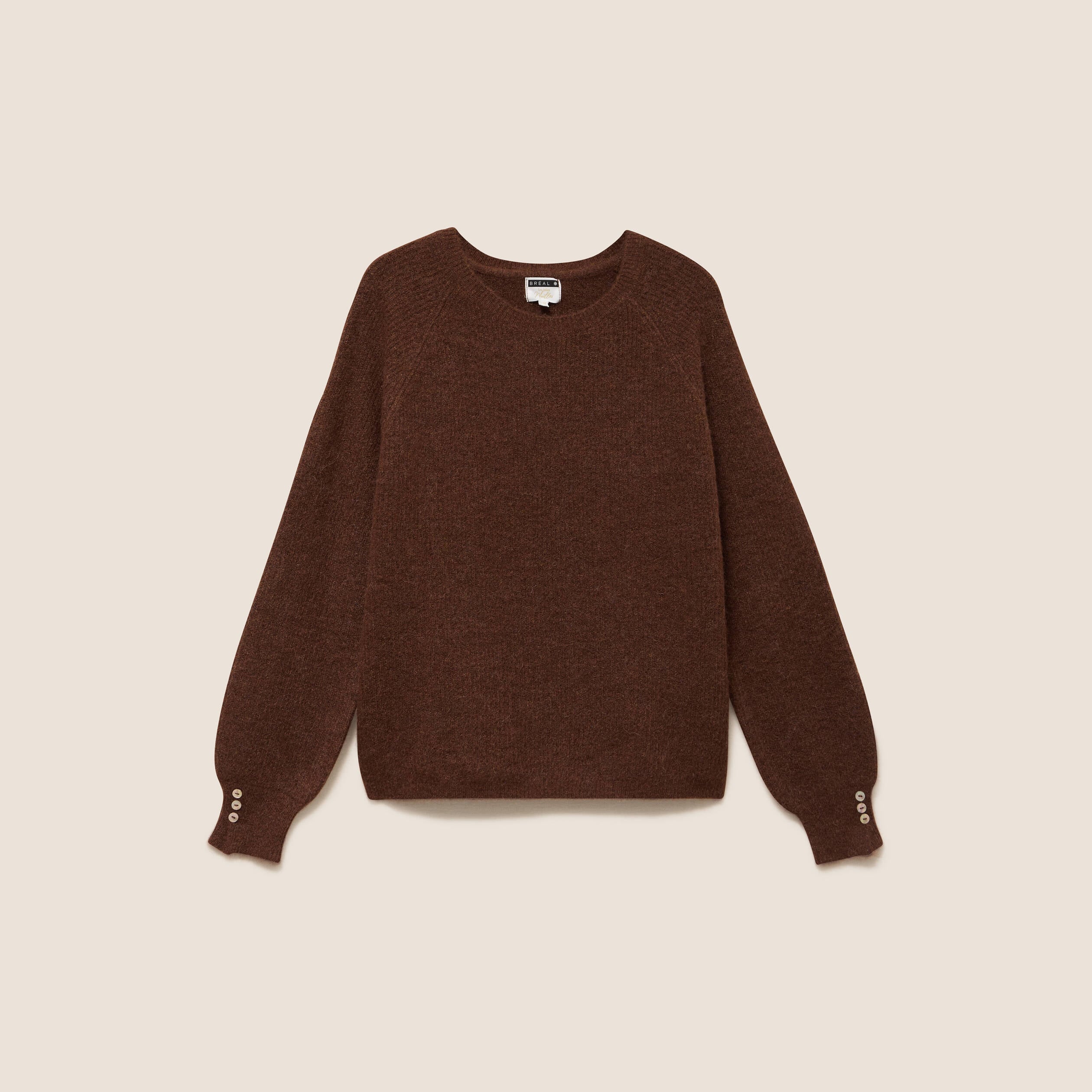 Pull col rond marron fonc&eacute; femme