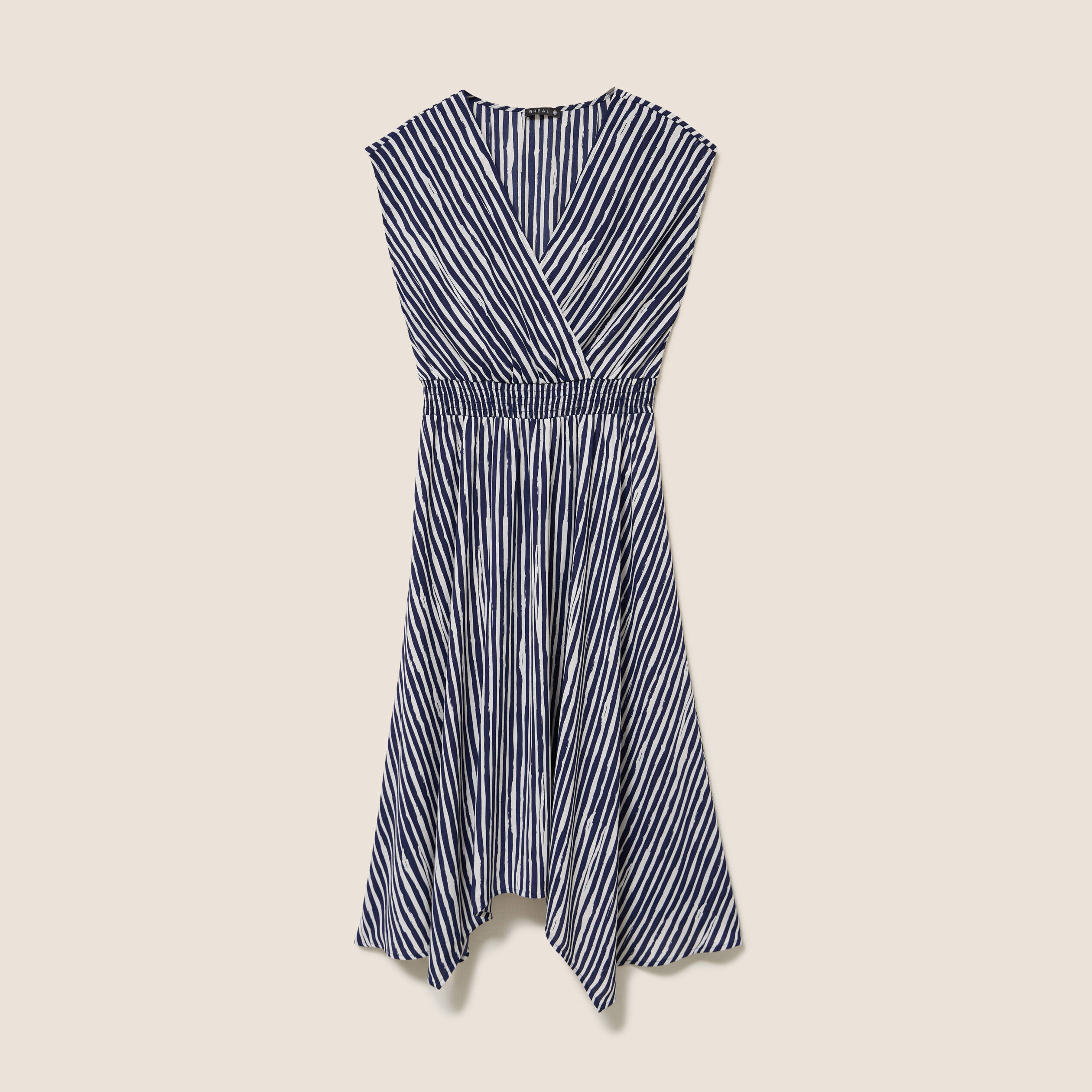 Robe &eacute;vas&eacute;e 3/4 sans manches col v blanc femme