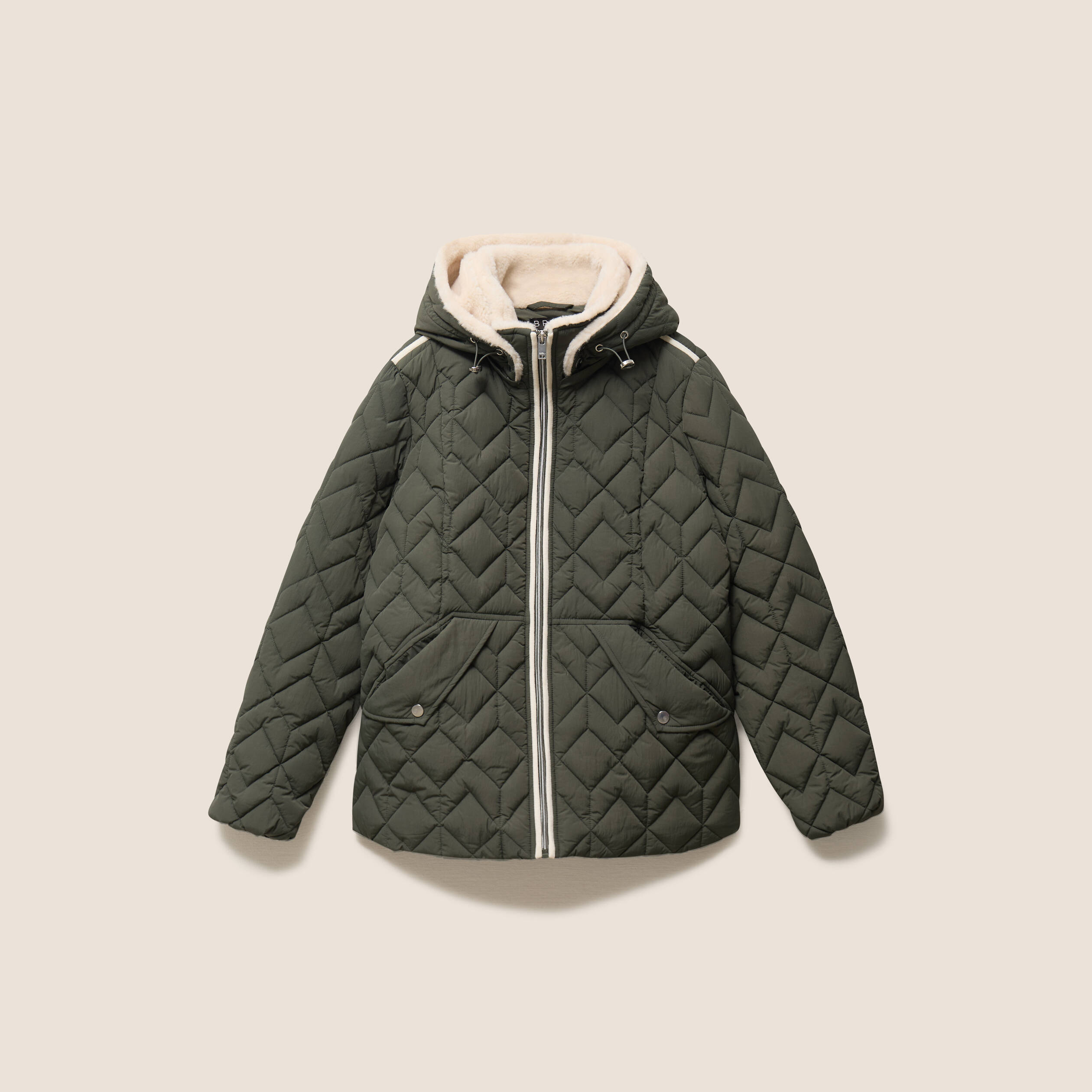 Doudoune doubl&eacute;e avec capuche vert kaki femme