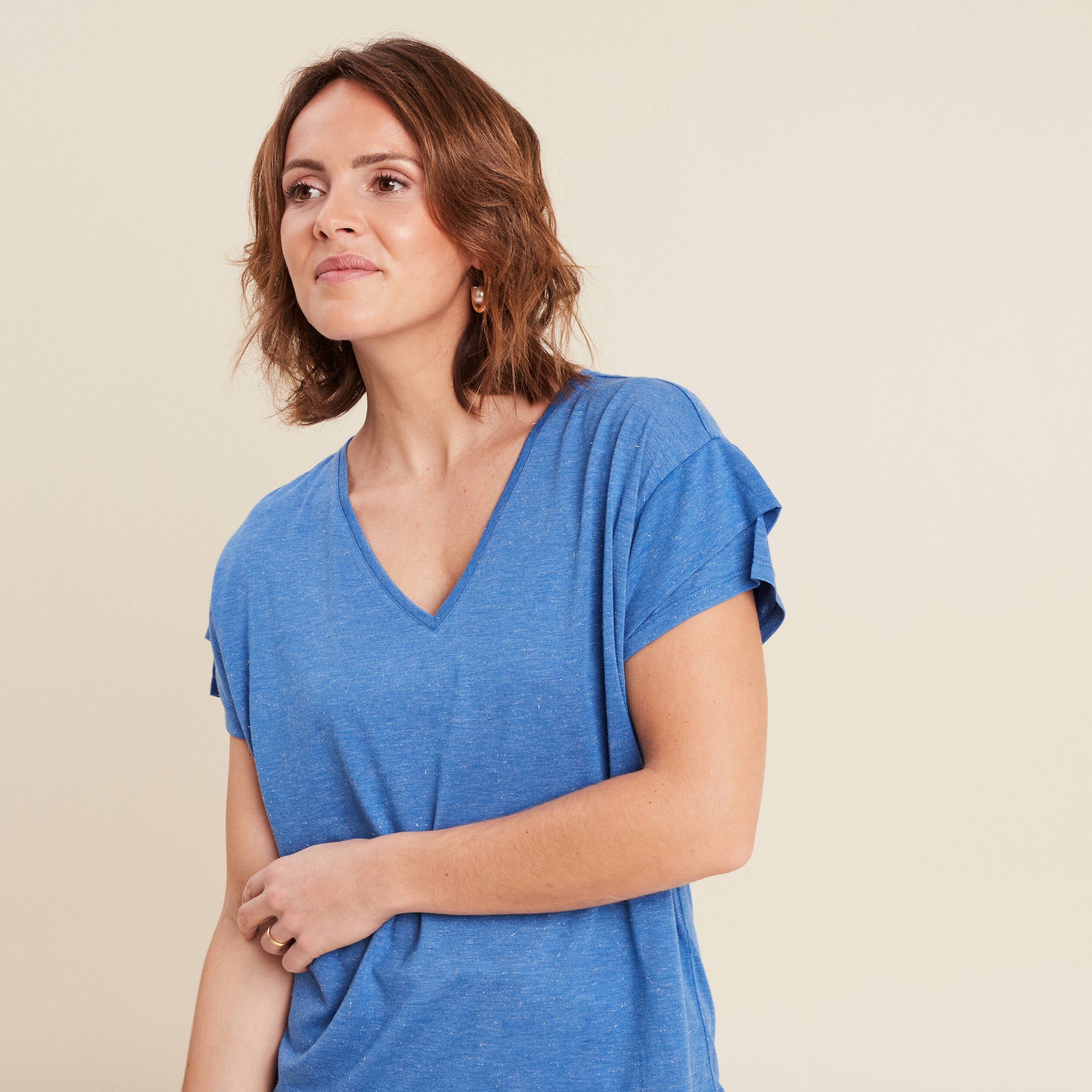 t shirt manches courtes bleu femme T-shirt manches courtes bleu femme