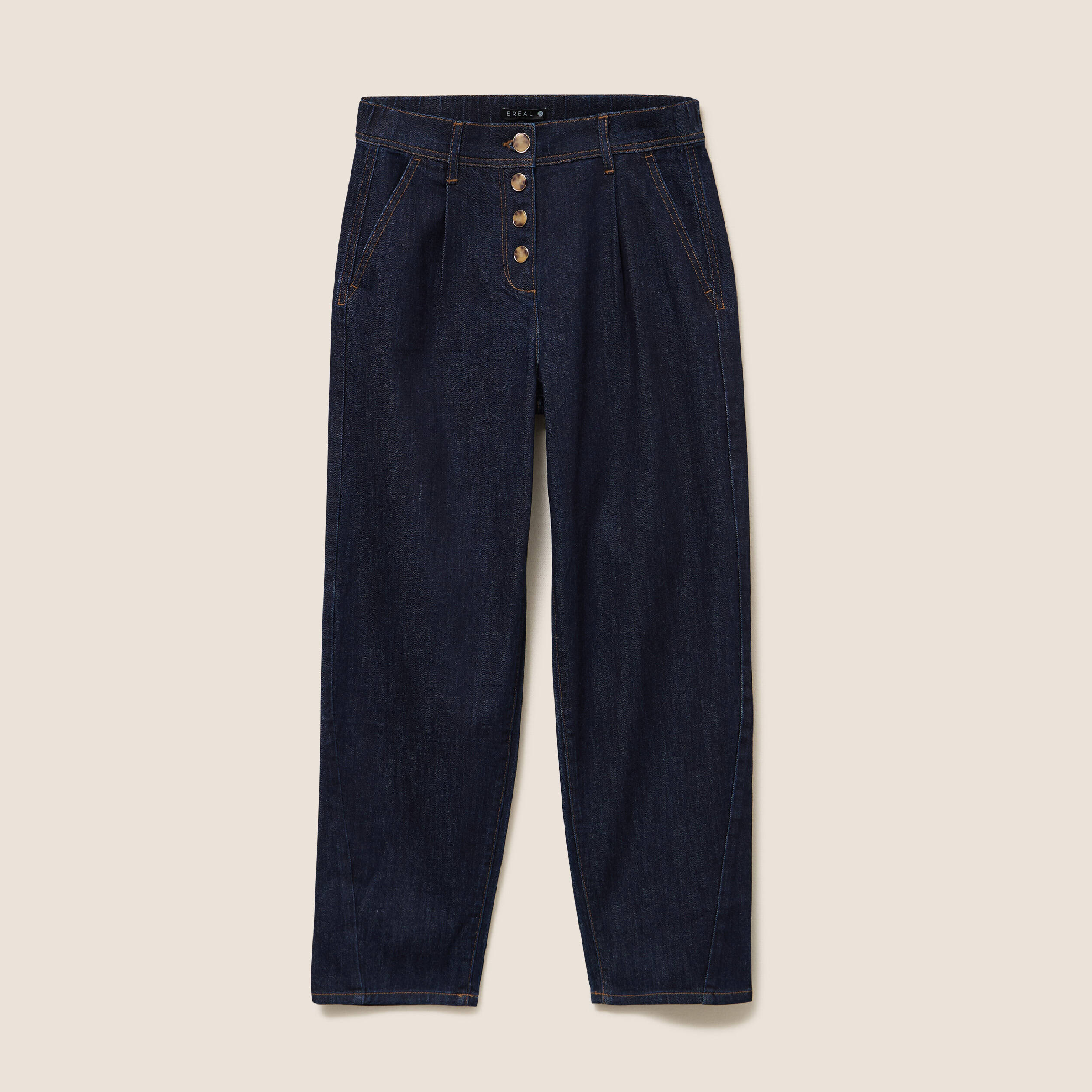 Jean coupe barrel 7/8&egrave;me denim brut femme