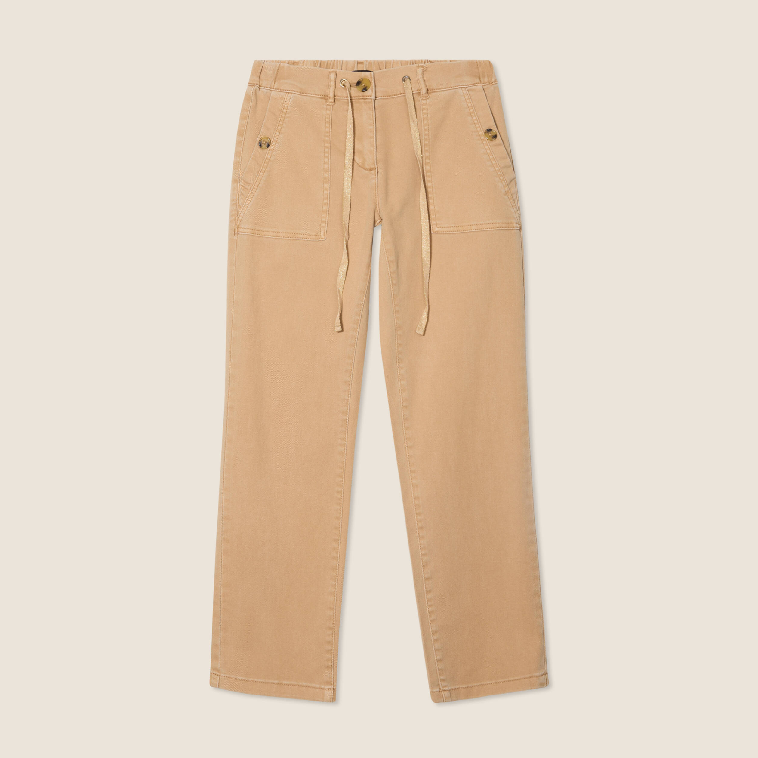 Jean ajust&eacute; 7/8&egrave;me marron clair femme