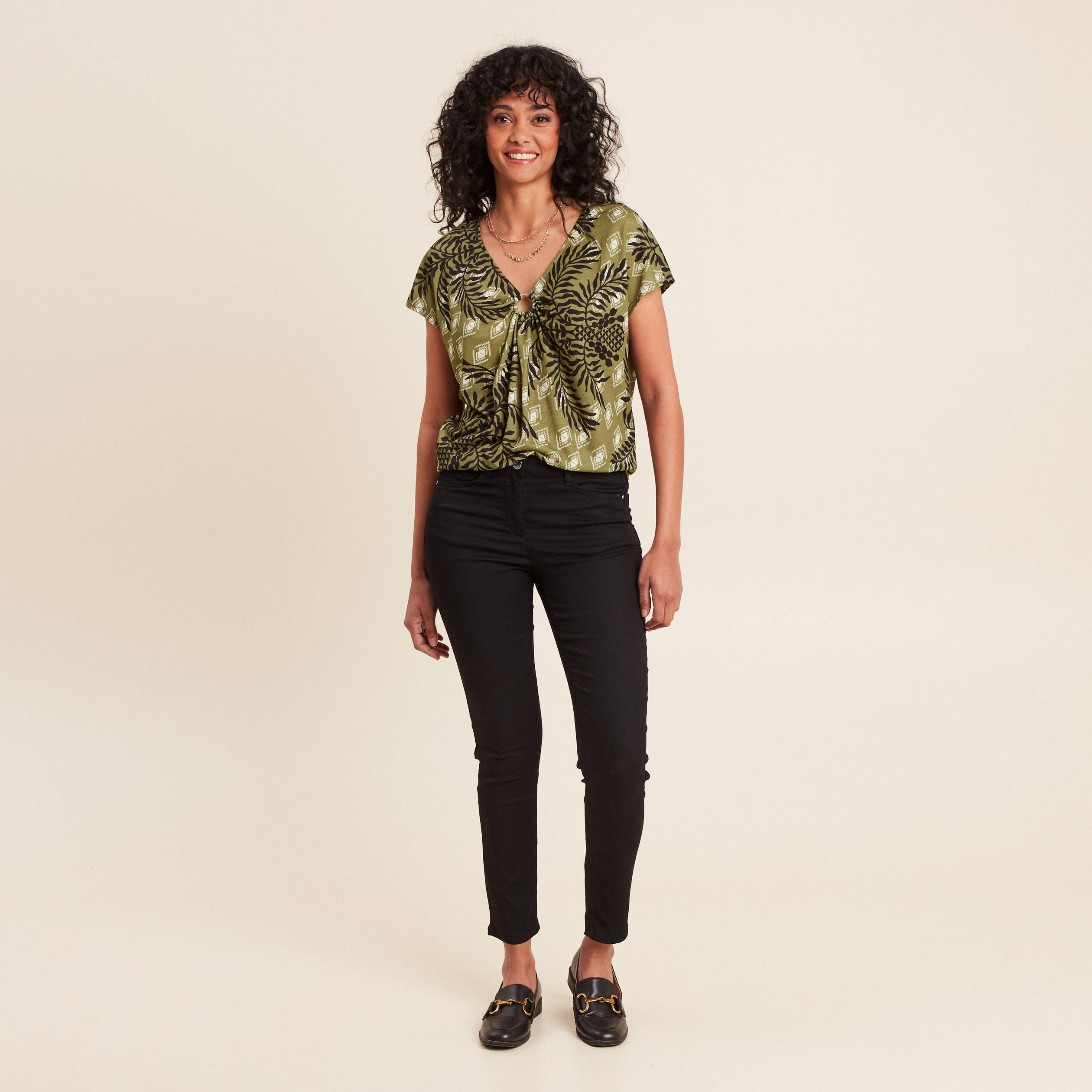 T-shirt manches courtes vert femme
