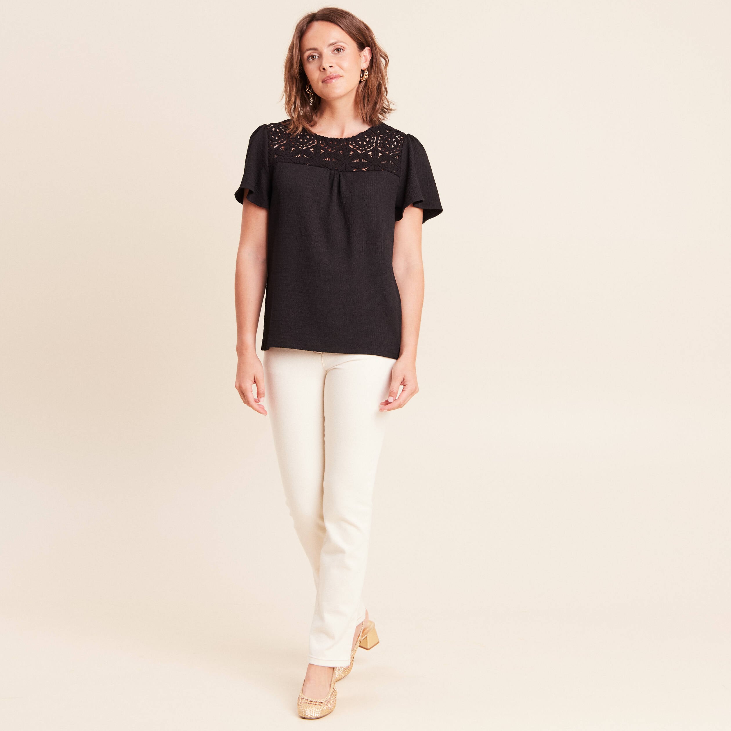 T-shirt manches courtes noir femme