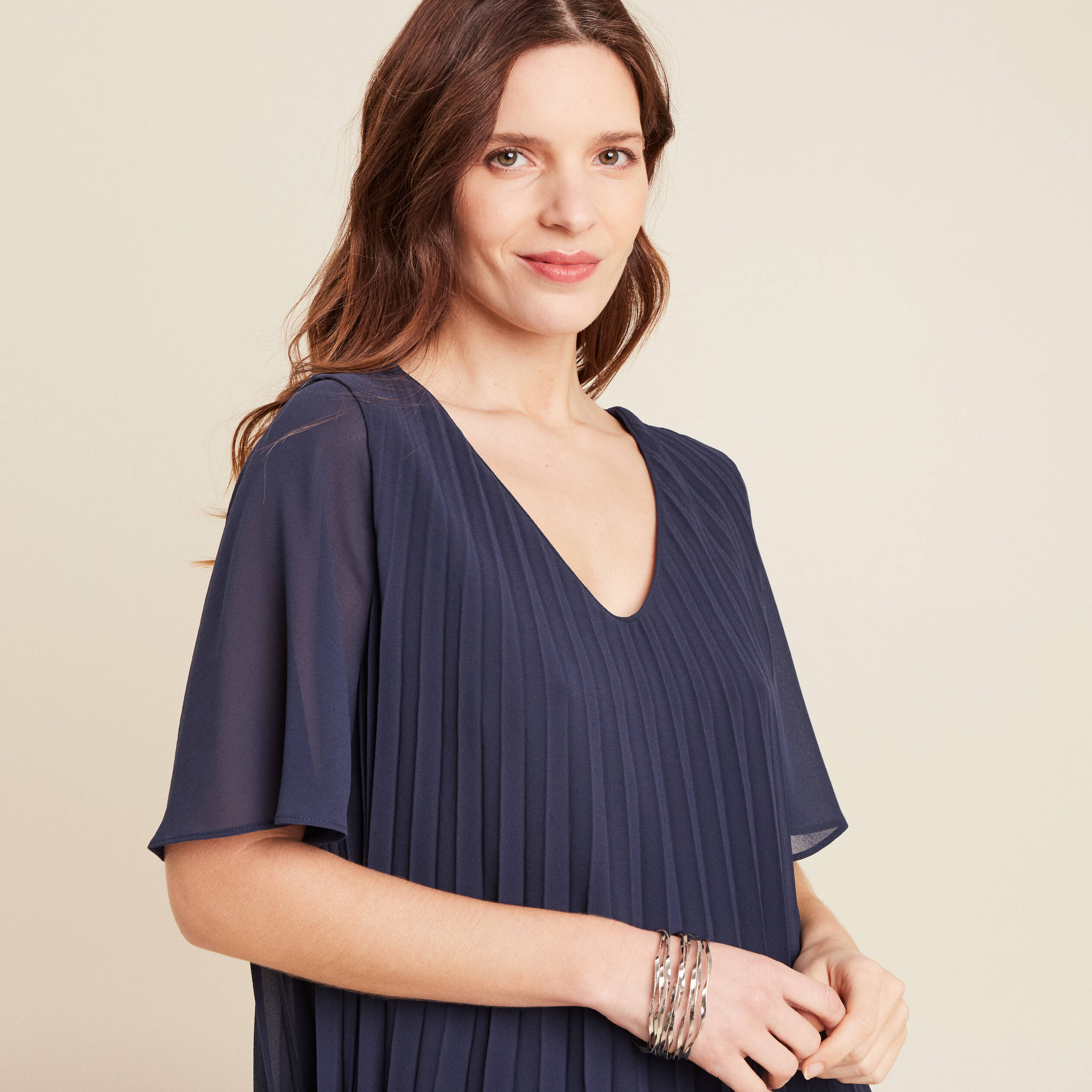 robe droite plissee bleu marine femme Robe droite plissée bleu marine femme