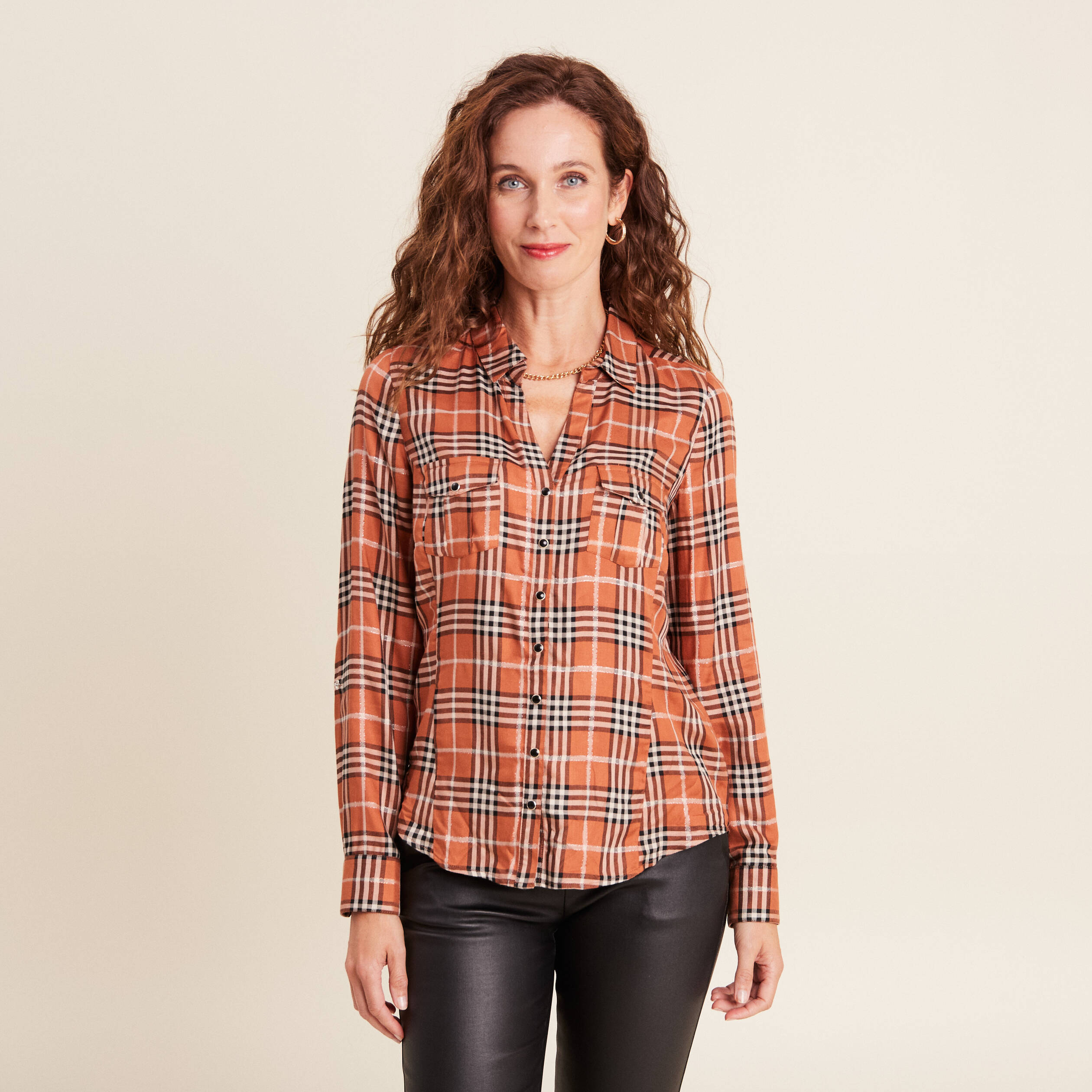 chemise manches longues orange femme Chemise manches longues orange femme