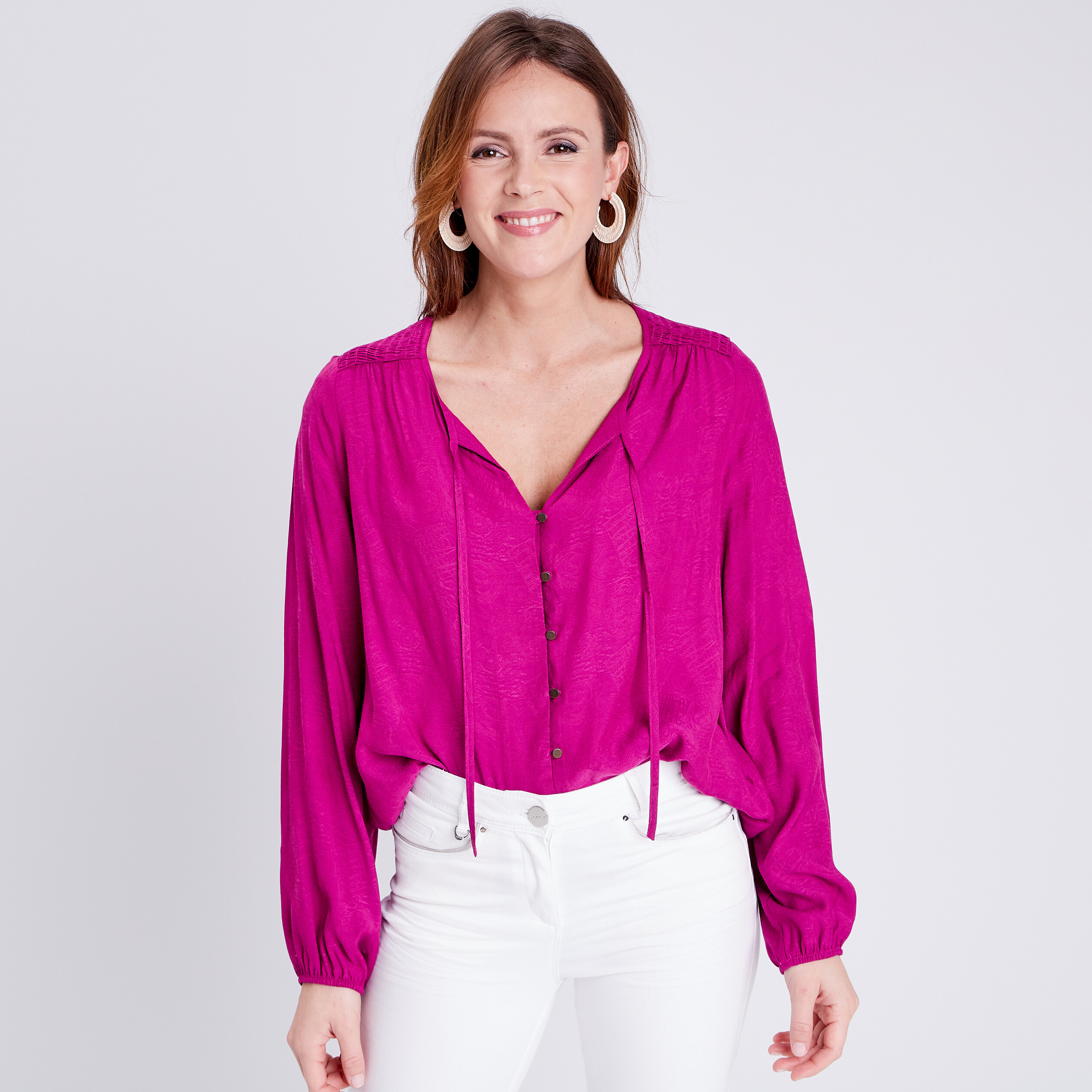 Chemise à manches longues violet clair femme