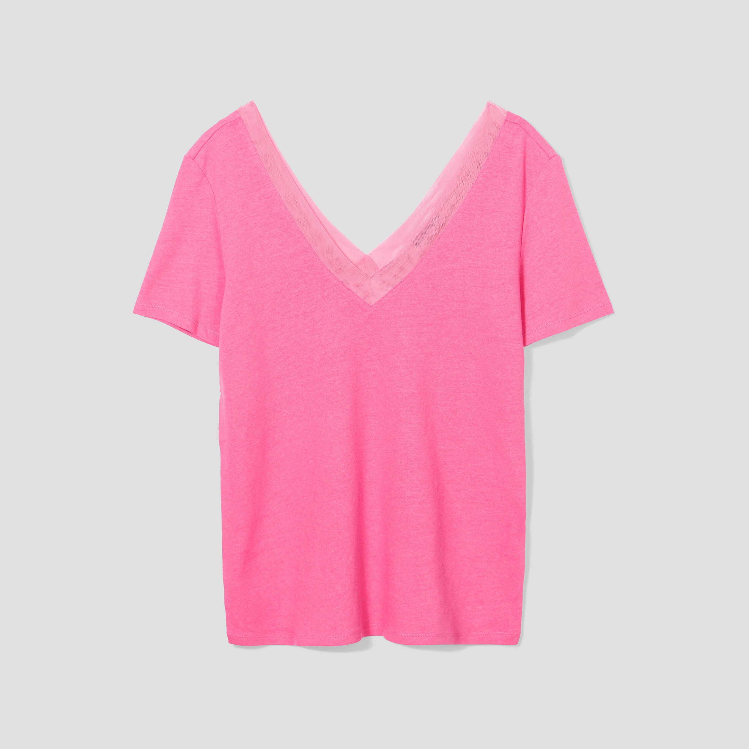 t shirt manches courtes rose fushia femme T-shirt manches courtes rose fushia femme