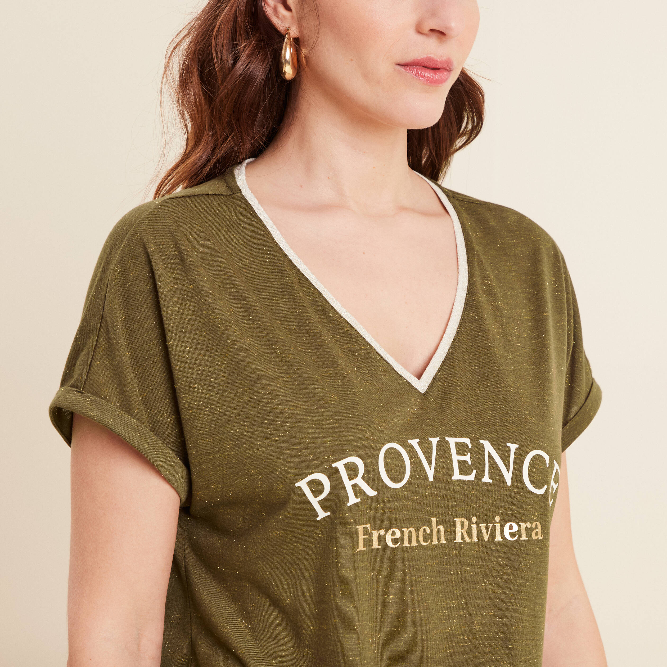 t shirt manches courtes vert olive femme T-shirt manches courtes vert olive femme