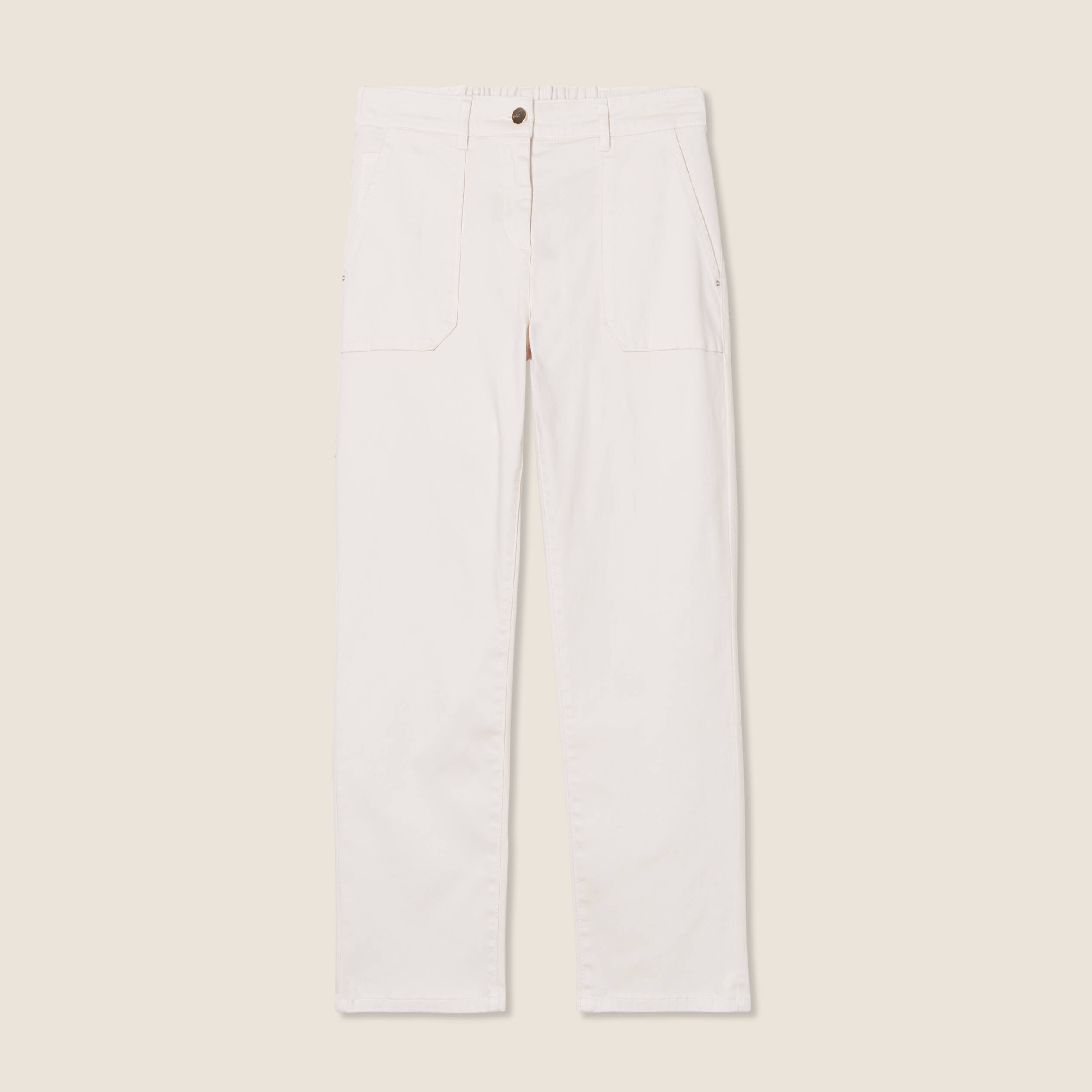 Pantalon droit velours ivoire femme