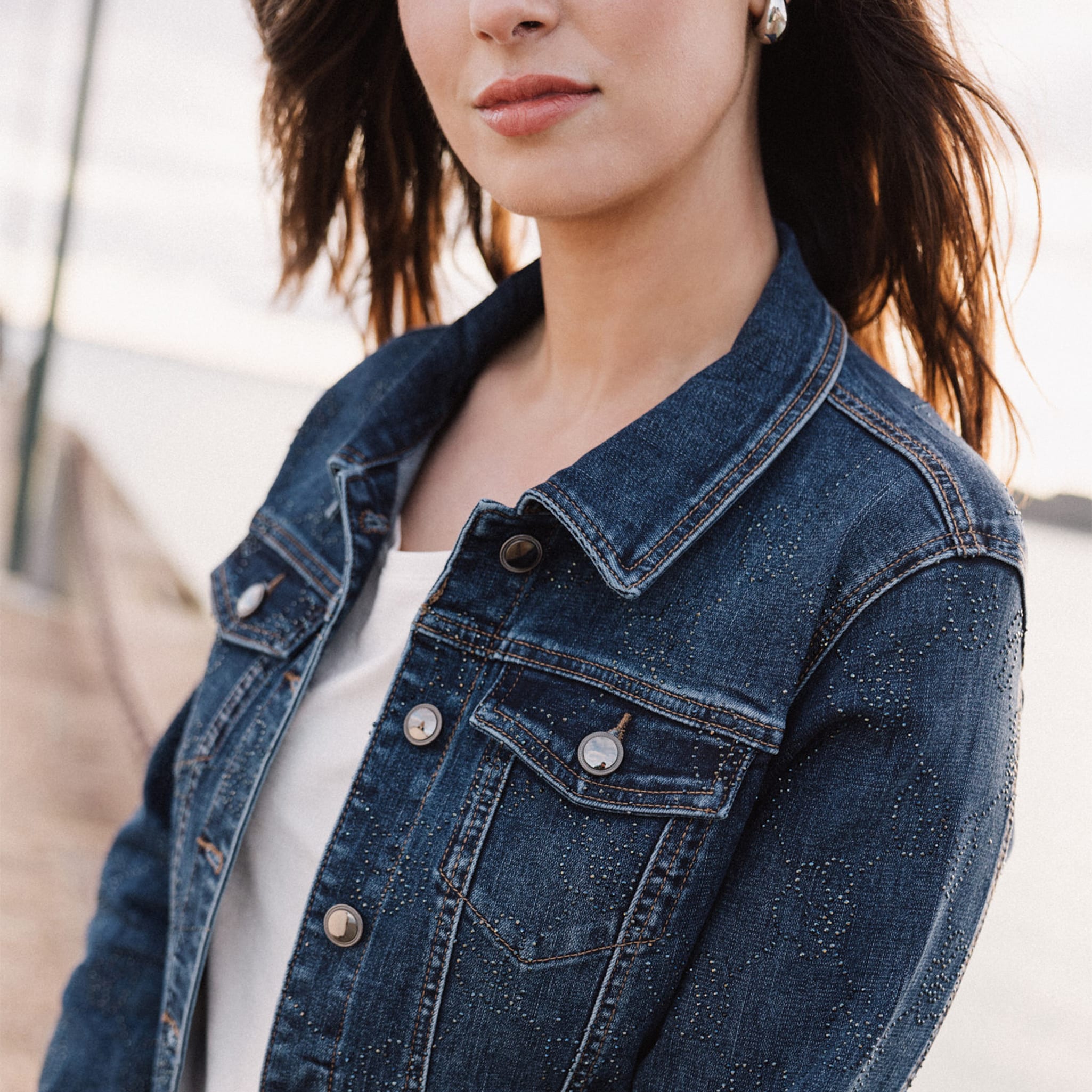 veste en jeans strass denim stone femme Veste en jeans strass denim stone femme