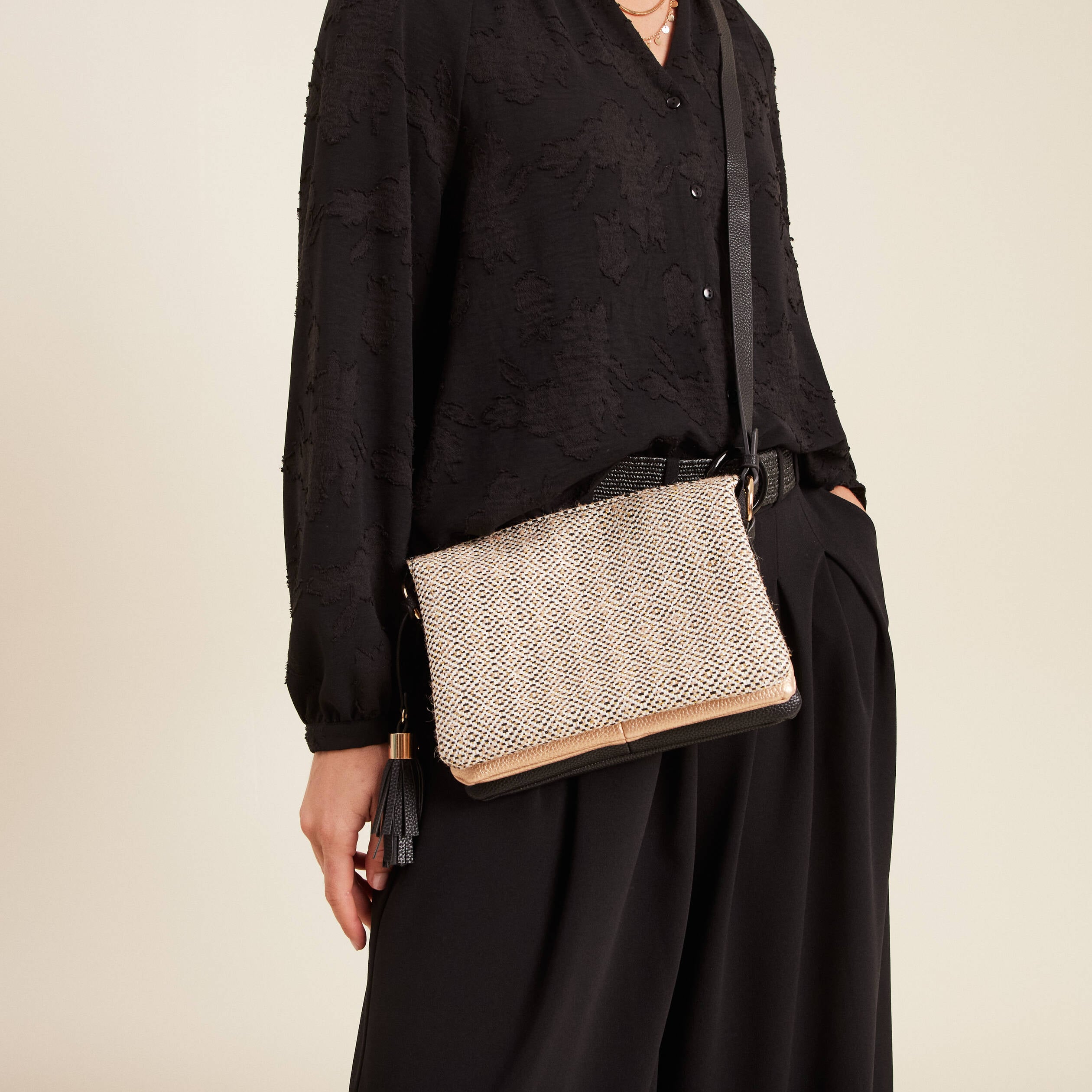 Sac 3 compartiments noir femme