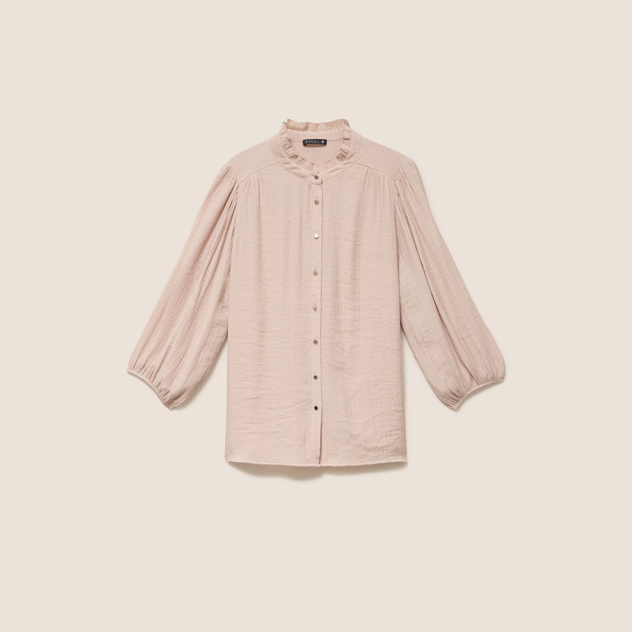 Chemise col montant manches 3/4 ivoire femme