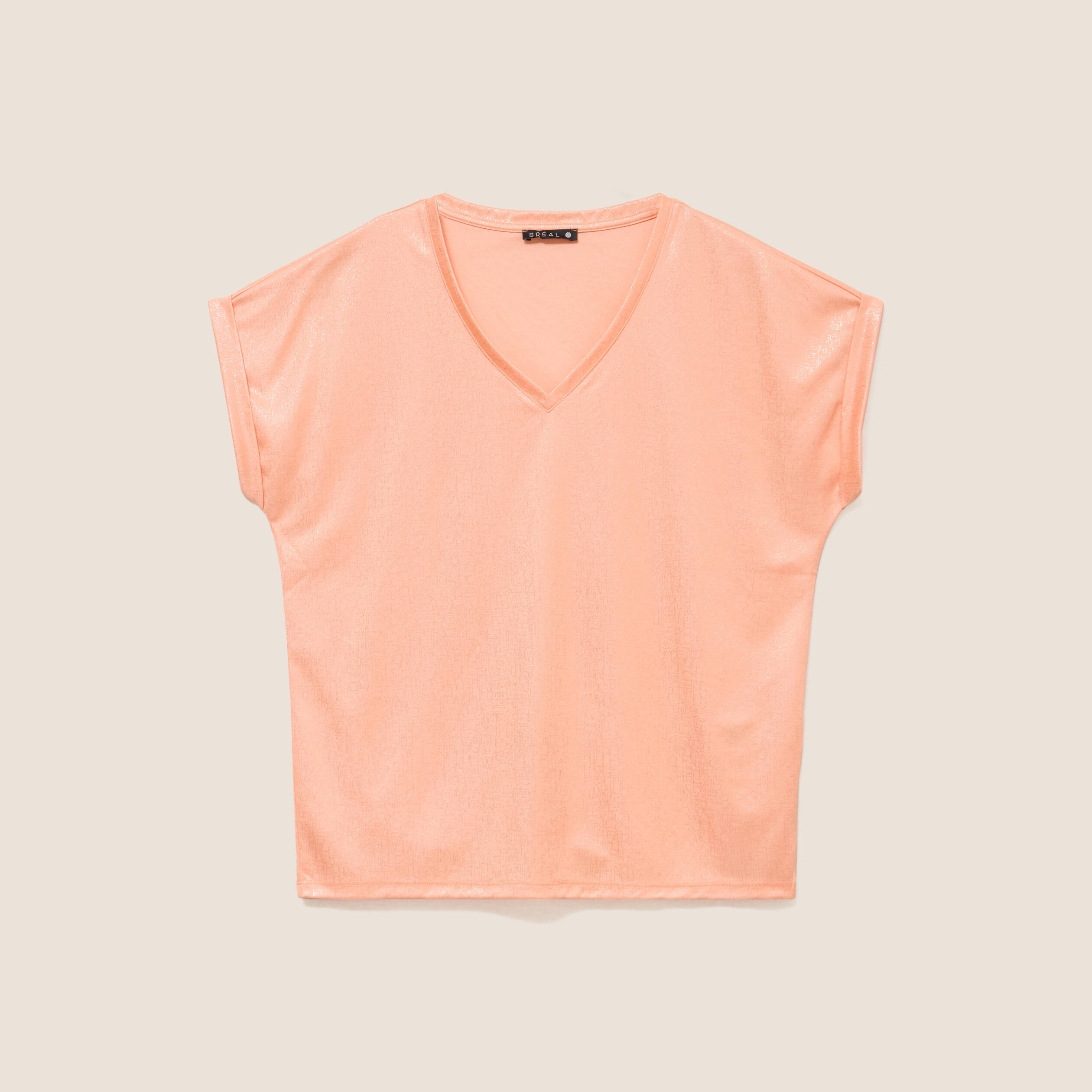 T-shirt manches courtes rose saumon femme