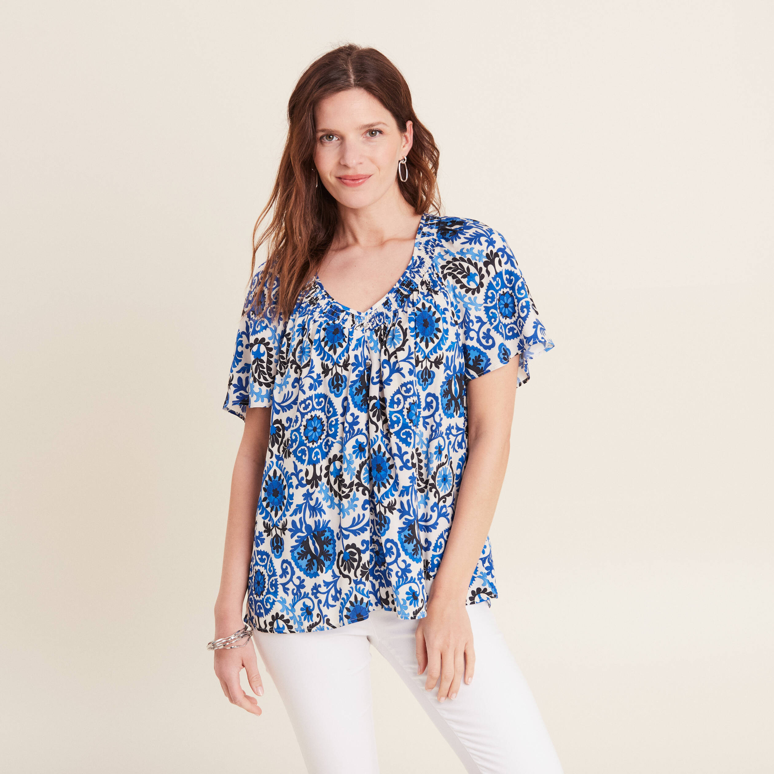 blouse manches courtes bleu femme Blouse manches courtes bleu femme