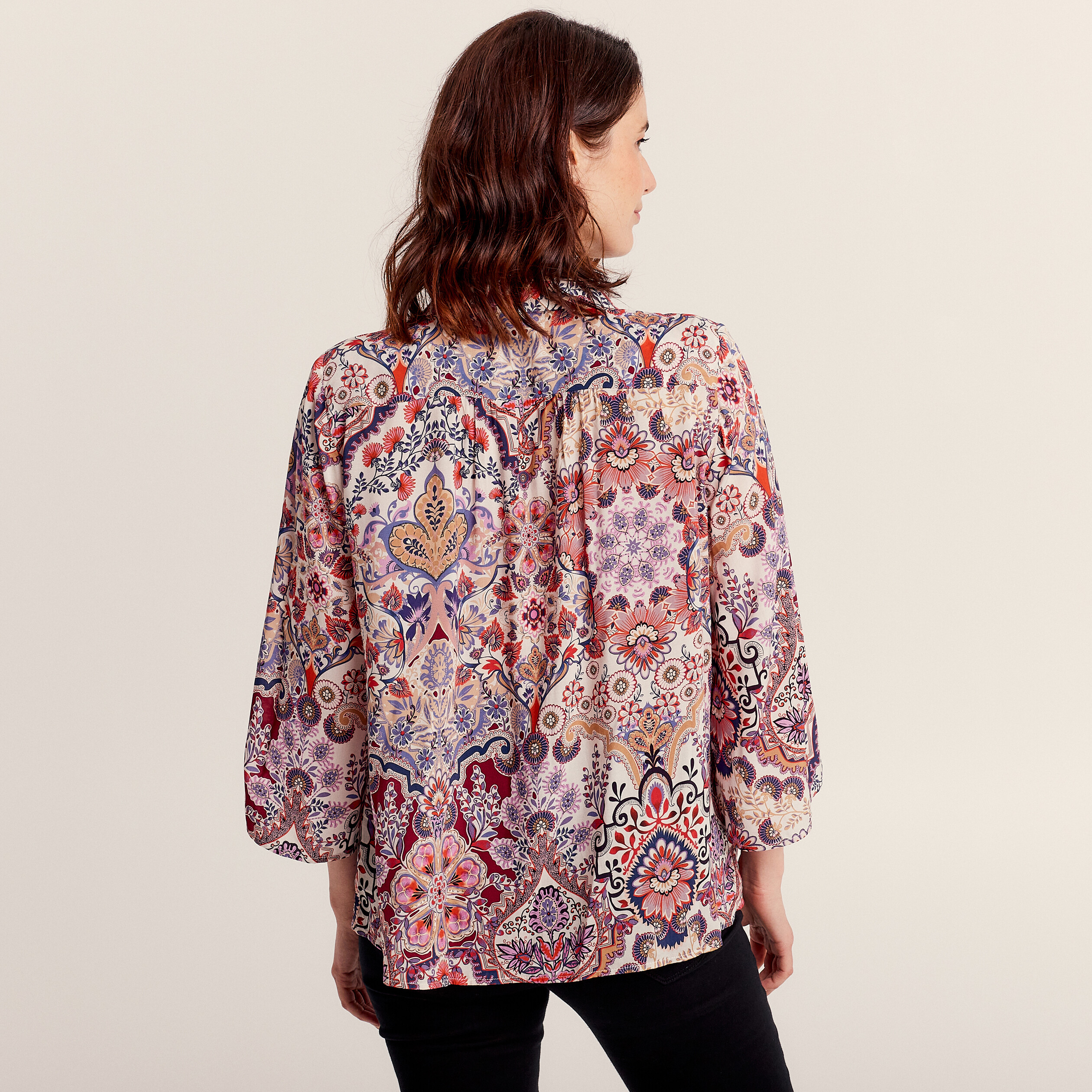 Blouse manches 3/4 vert kaki femme | Bréal
