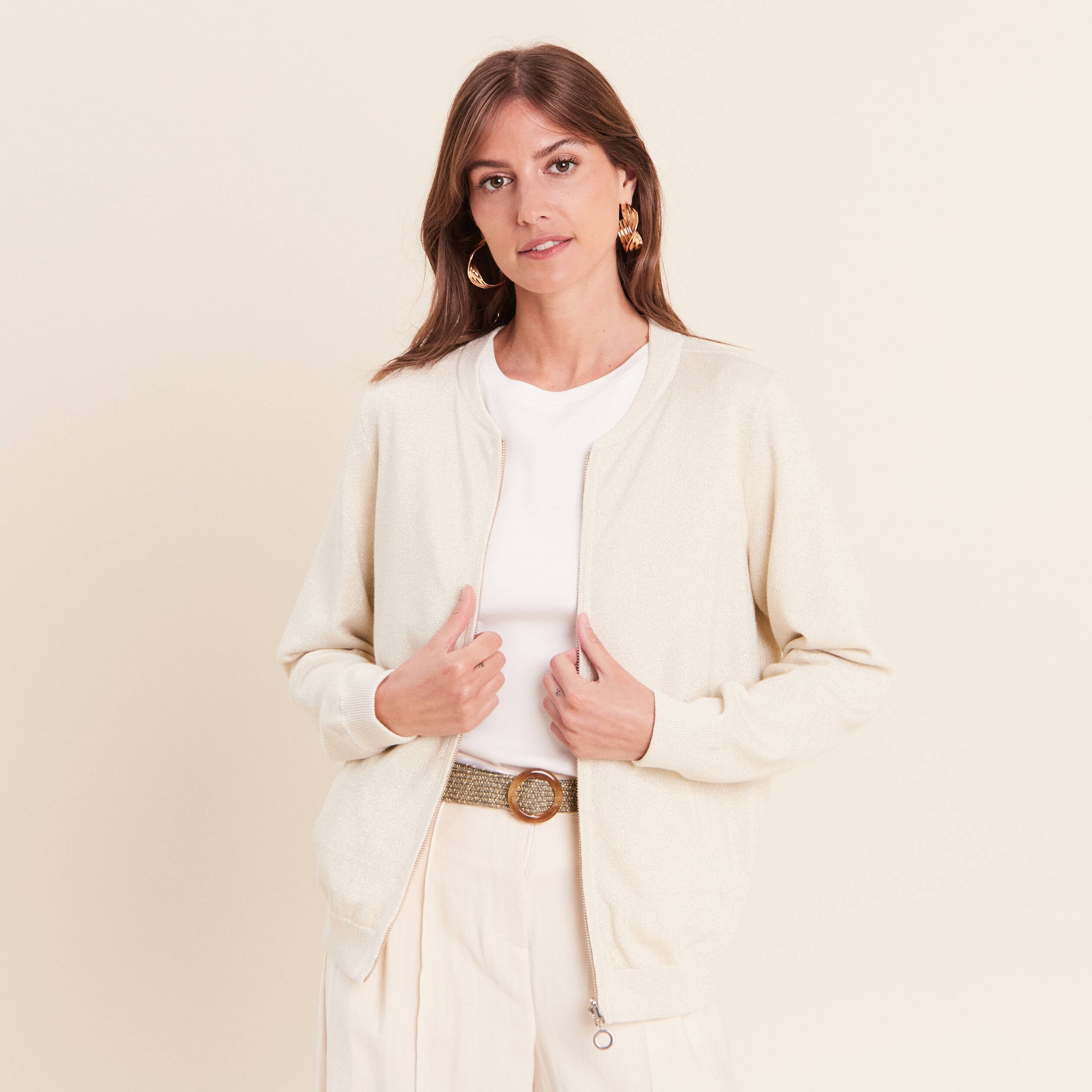 Gilet r&eacute;versible esprit bomber blanc femme