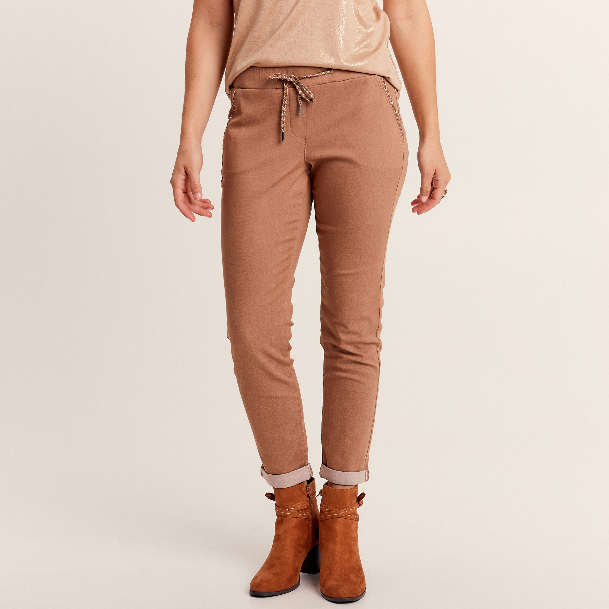 Pantalon jogger 7/8ème marron femme