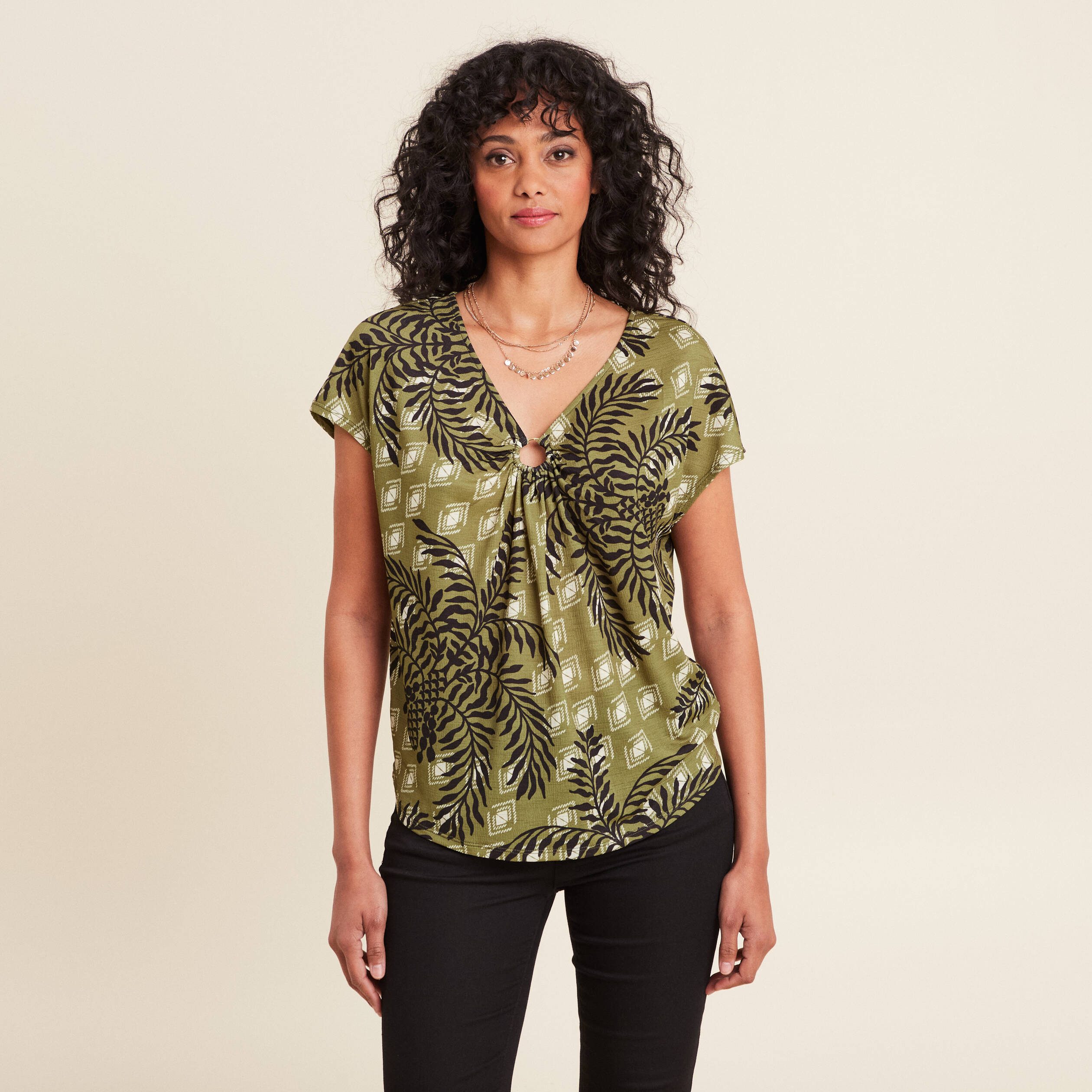 T-shirt manches courtes vert femme