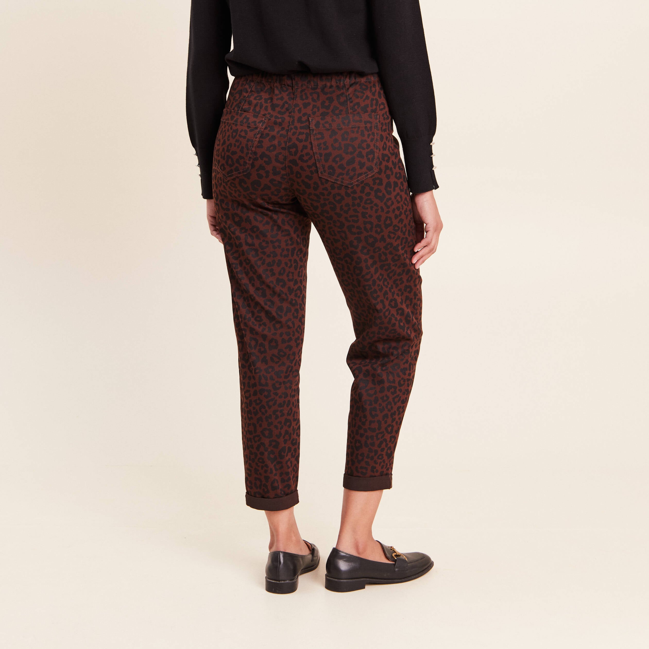 Pantalon coupe mom 7/8&egrave;me marron femme