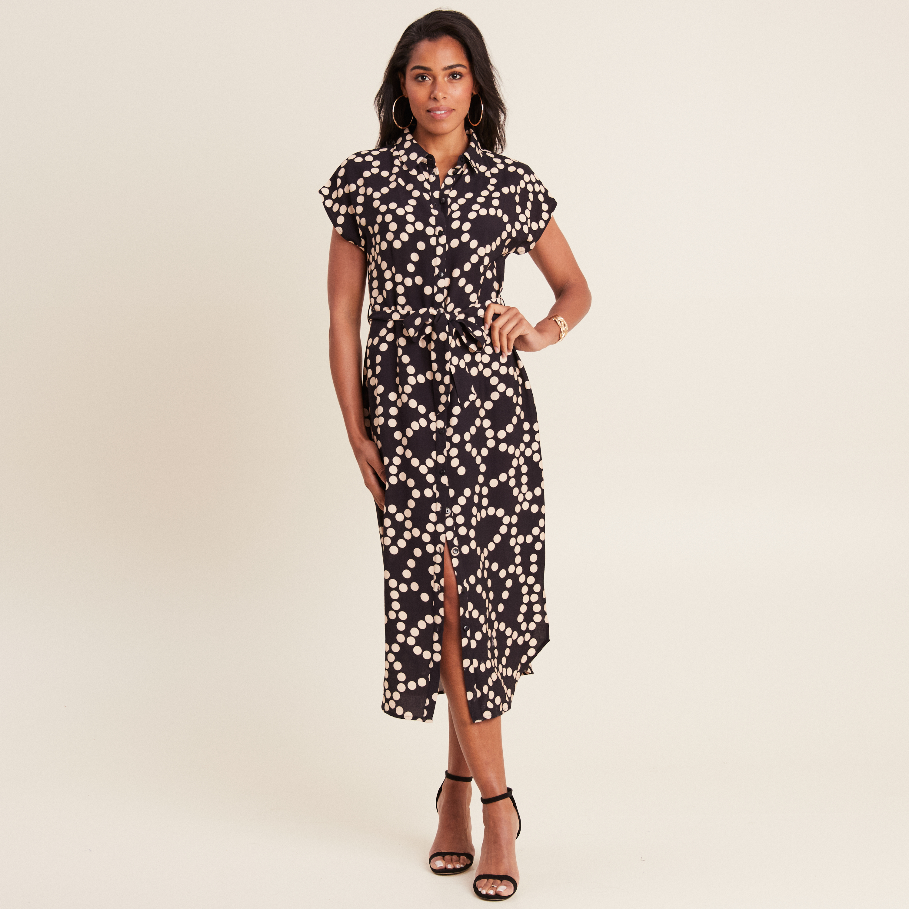 robe chemise midi ceinturee noir femme Robe chemise midi ceinturée noir femme