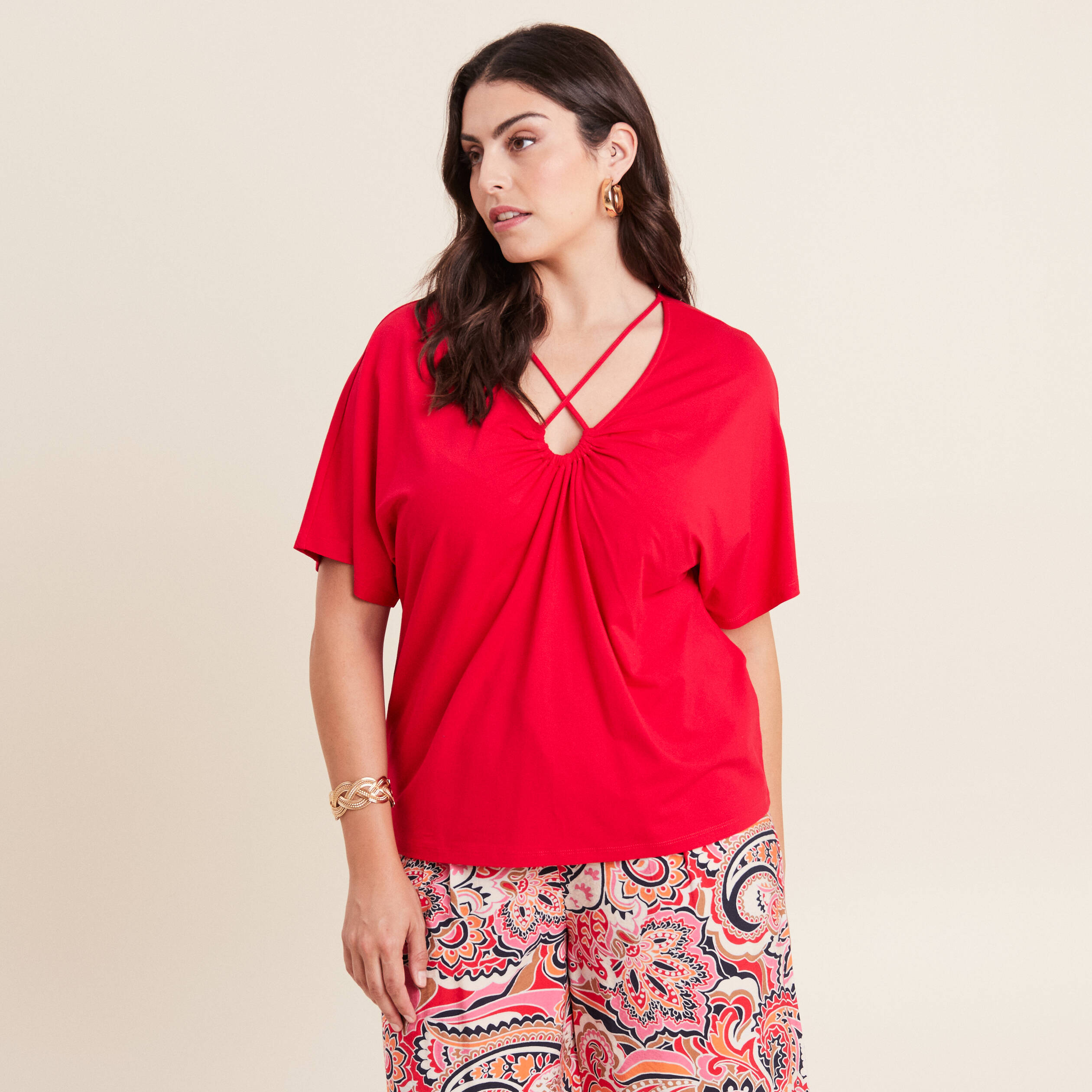 t shirt manches courtes rouge femme T-shirt manches courtes rouge femme