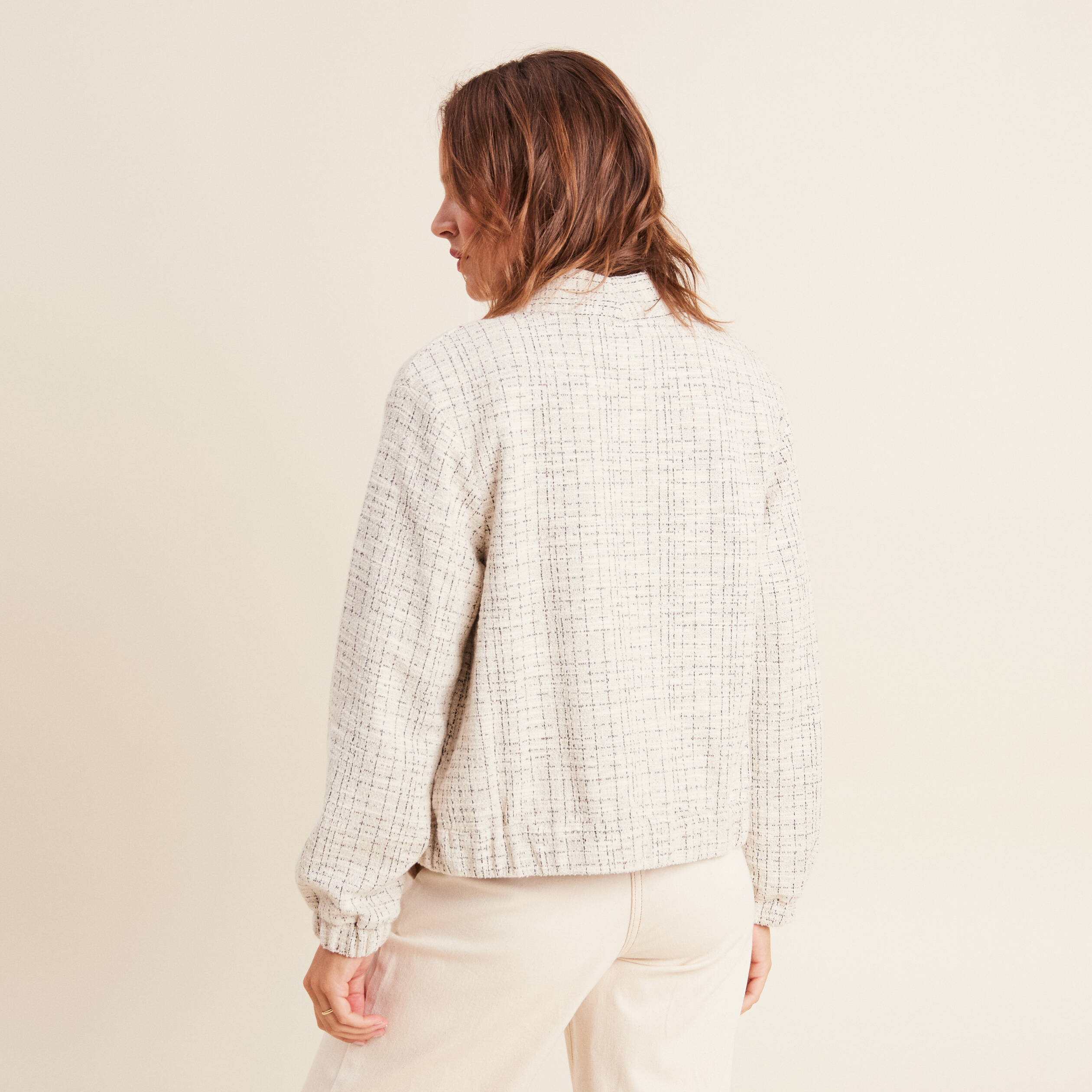 veste droite col chale blanc femme Veste droite col châle blanc femme