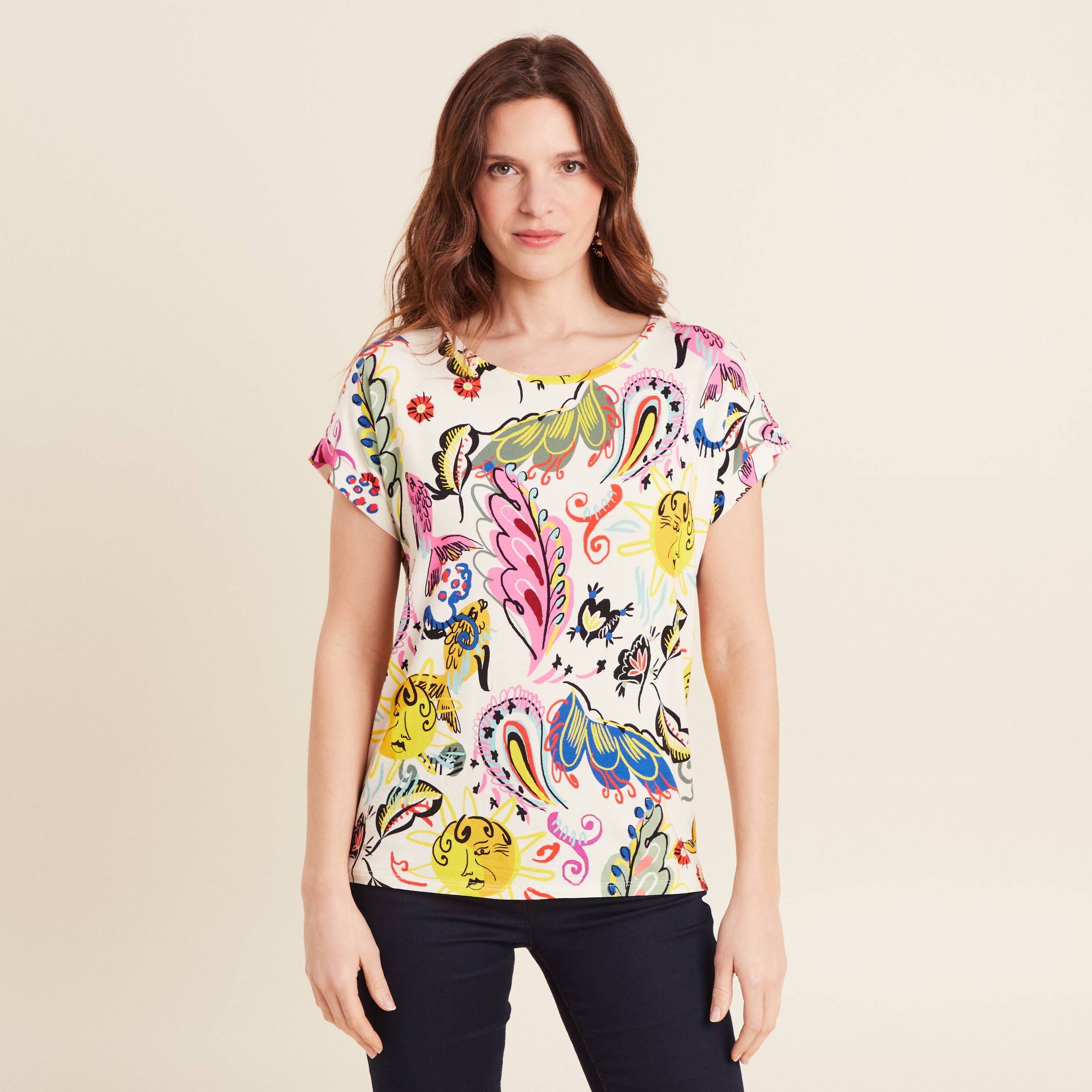 t shirt manches courtes multicolore femme T-shirt manches courtes multicolore femme